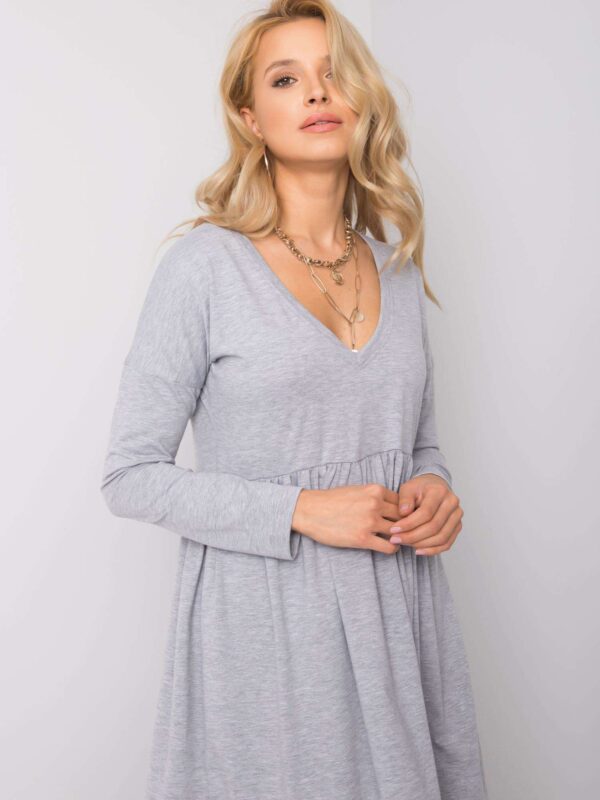 Сива Меланж Рокля RUE PARIS - Brooke - Image 3