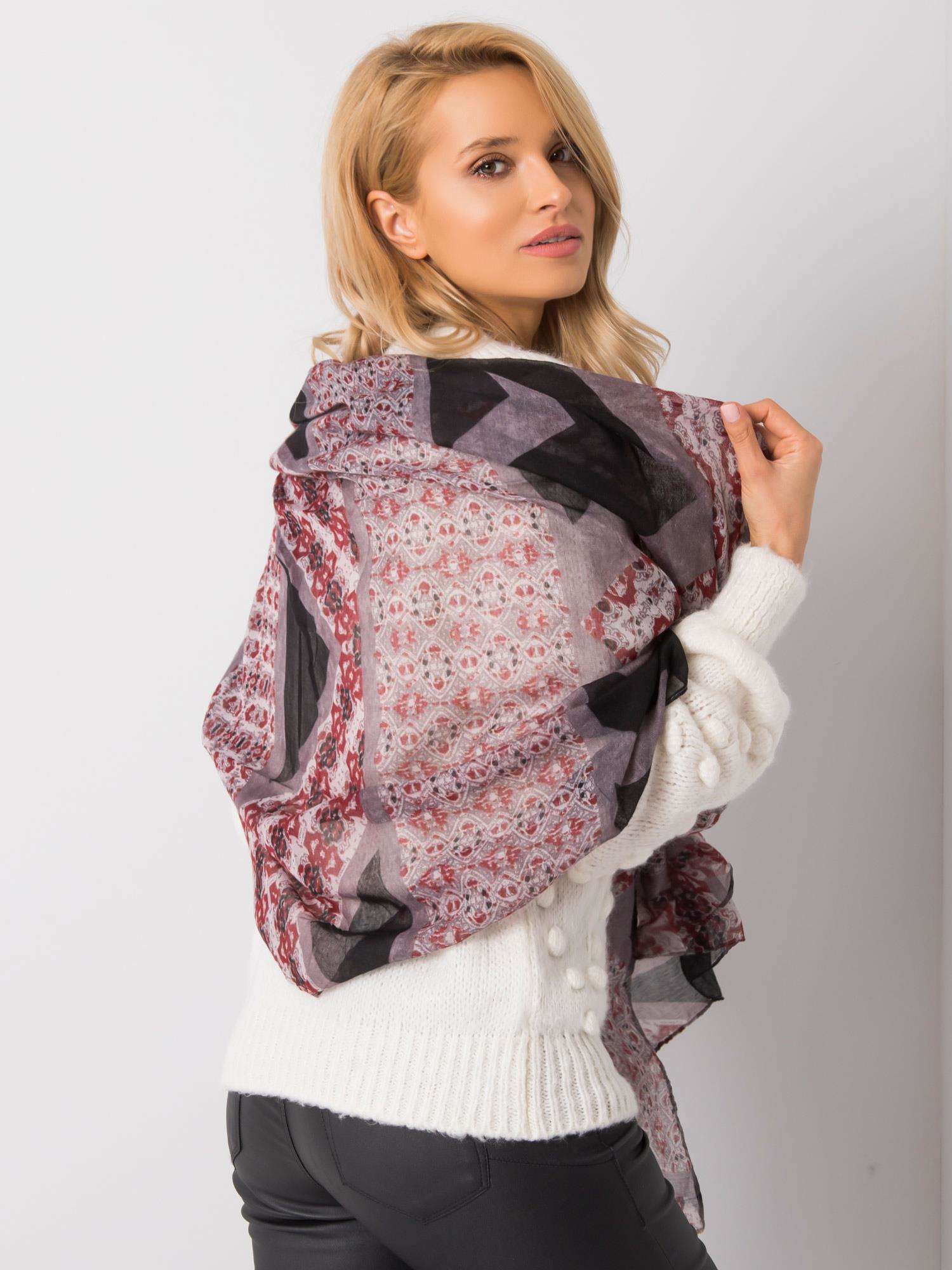 Елегантен Сиво-Бордо Шал с Десени