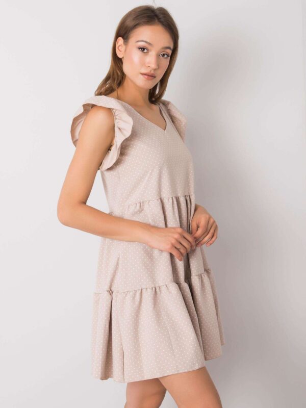 Бежова Рокля на Точки RUE PARIS Aubriella - Image 2