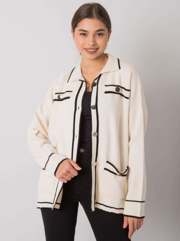 Кремав Кардиган с Джобове Shelton - SHOP SMILE - Image 2