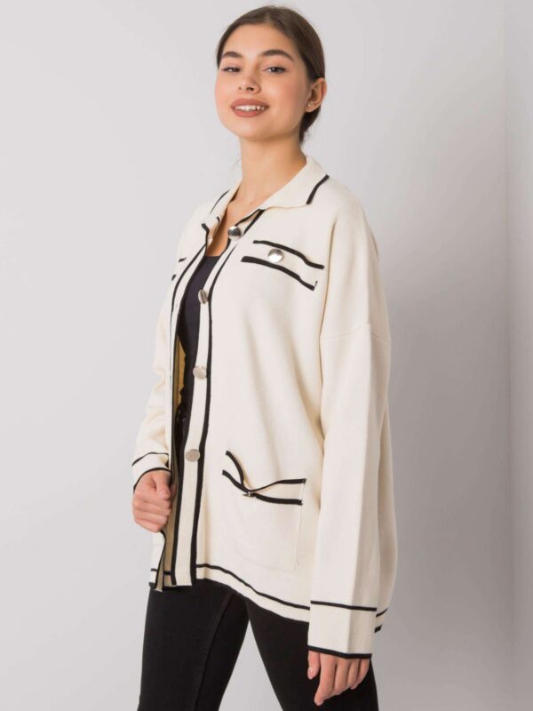 Кремав Кардиган с Джобове Shelton - SHOP SMILE - Image 3
