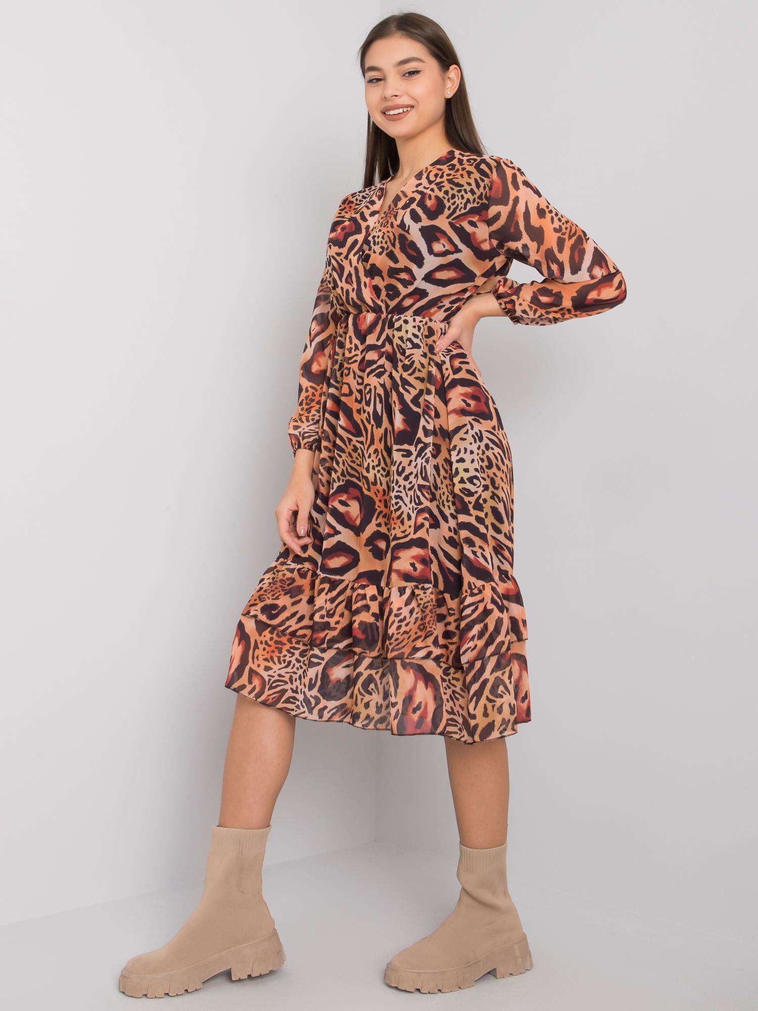 Светлокафява Рокля с Волани Darina - Ex Moda - Image 3