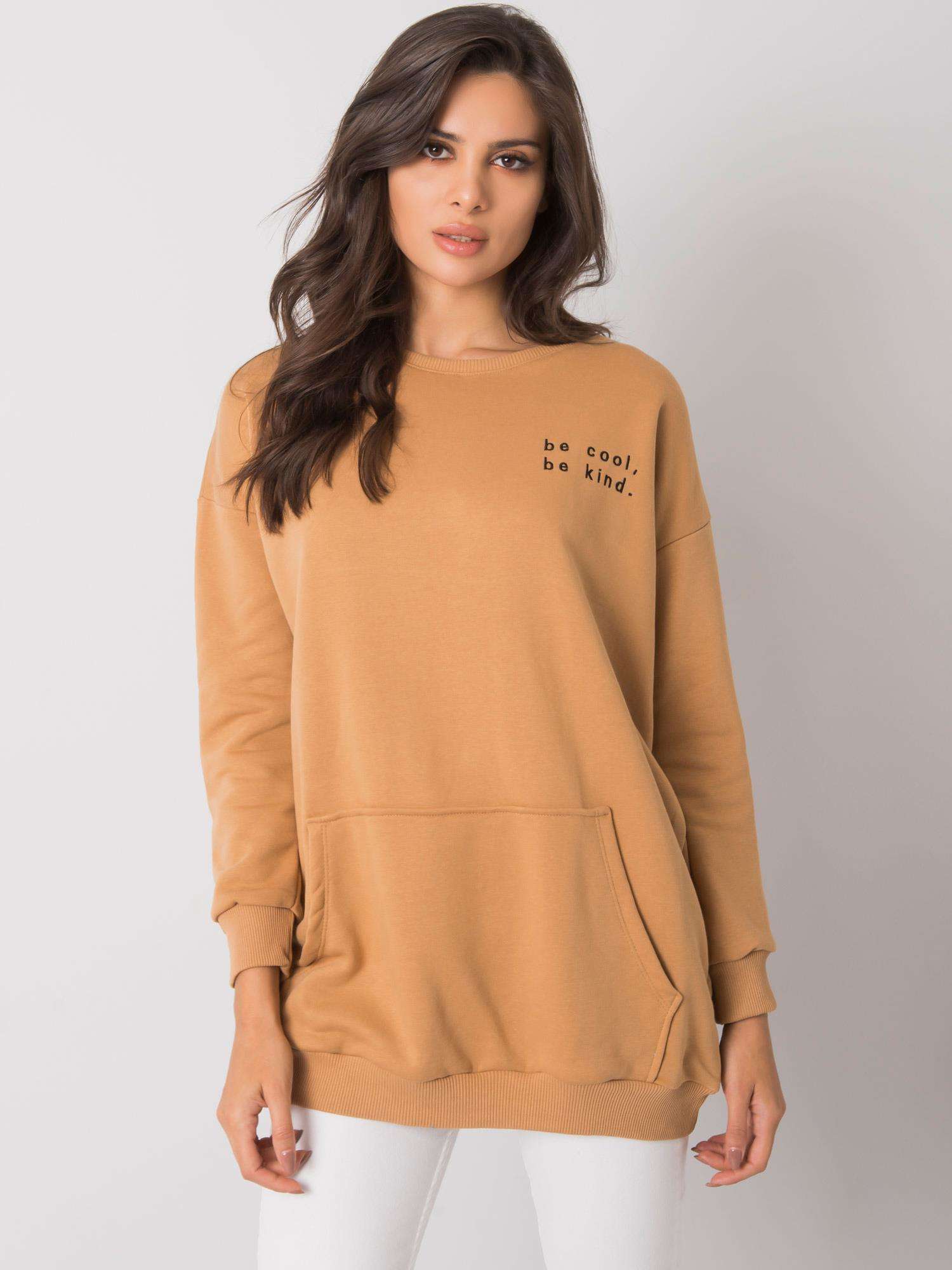 Дамска Блуза тип Кенгуру RUE PARIS Amalfi - Camel - Image 2