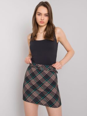 Черно-зелена мини пола на каре Limeira - ITALY MODA