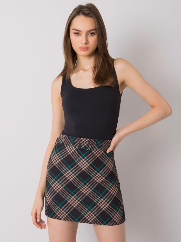 Черно-зелена мини пола на каре Limeira - ITALY MODA - Image 2