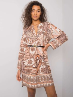 Бежова Рокля Vancouver Print - Italy Moda