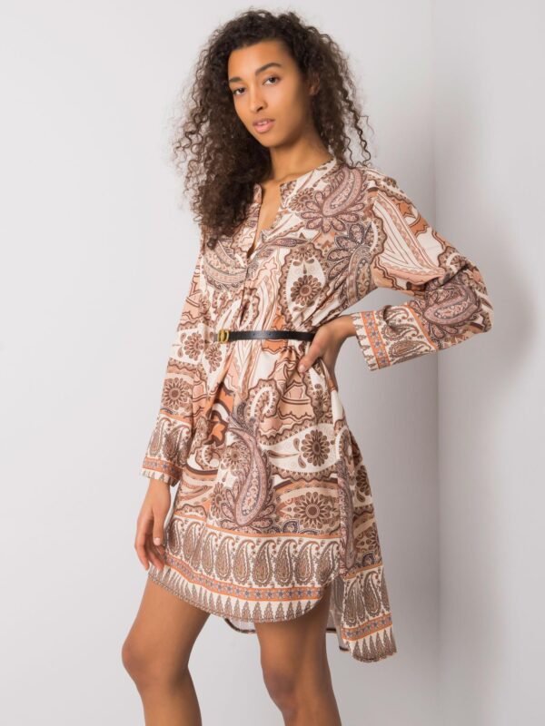 Бежова Рокля Vancouver Print - Italy Moda - Image 3