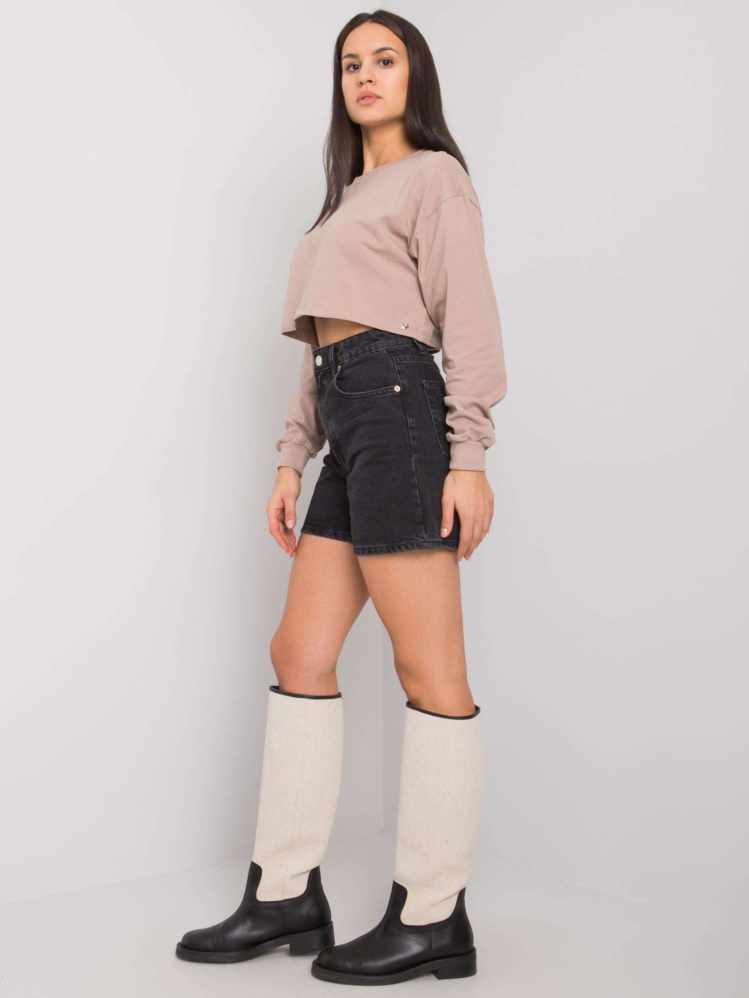 Тъмно бежова къса блуза Simeona - Basic - Image 3