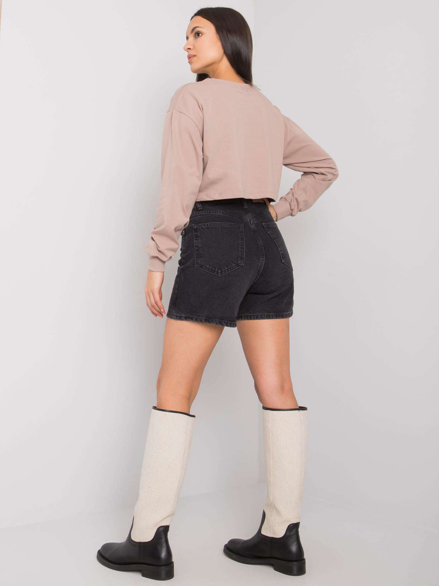 Тъмно бежова къса блуза Simeona - Basic - Image 4