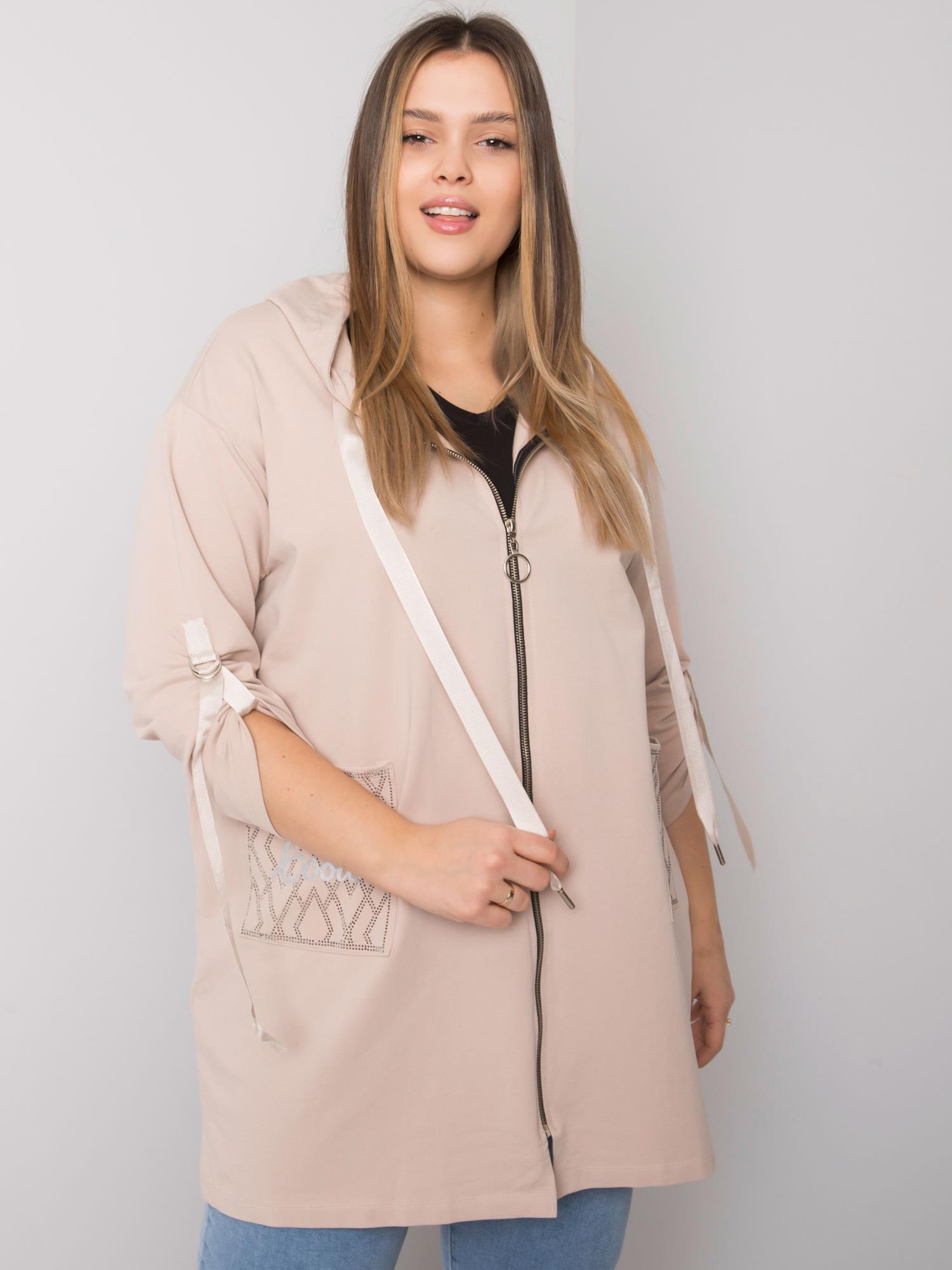 Бежова Блуза Цип Zurich Plus Size