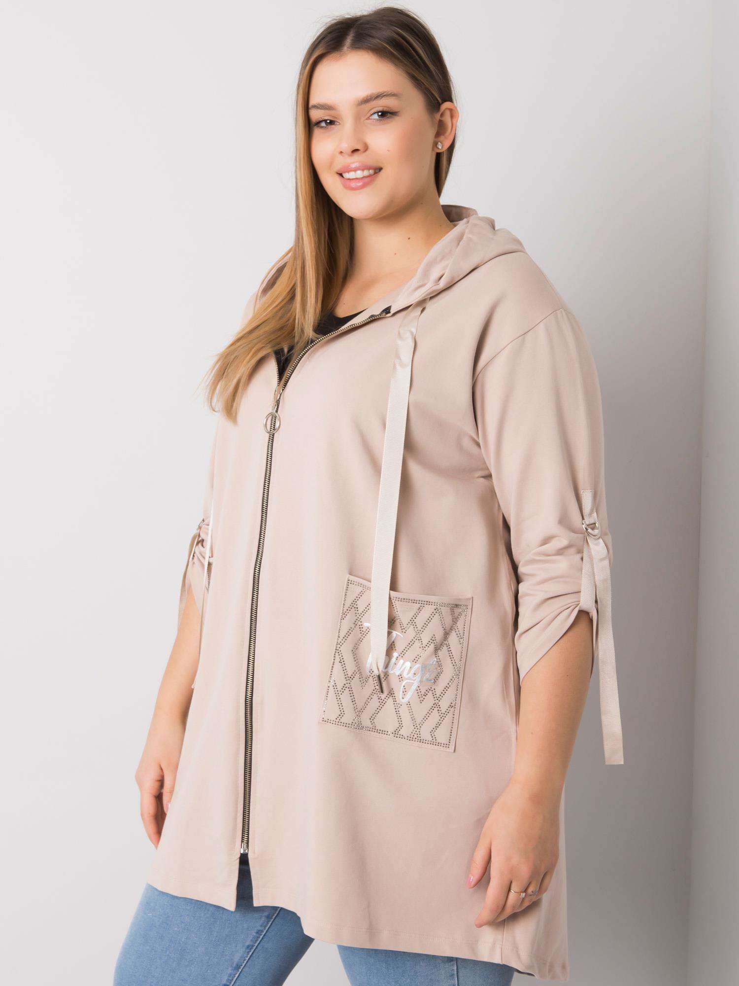 Бежова Блуза Цип Zurich Plus Size - Image 3