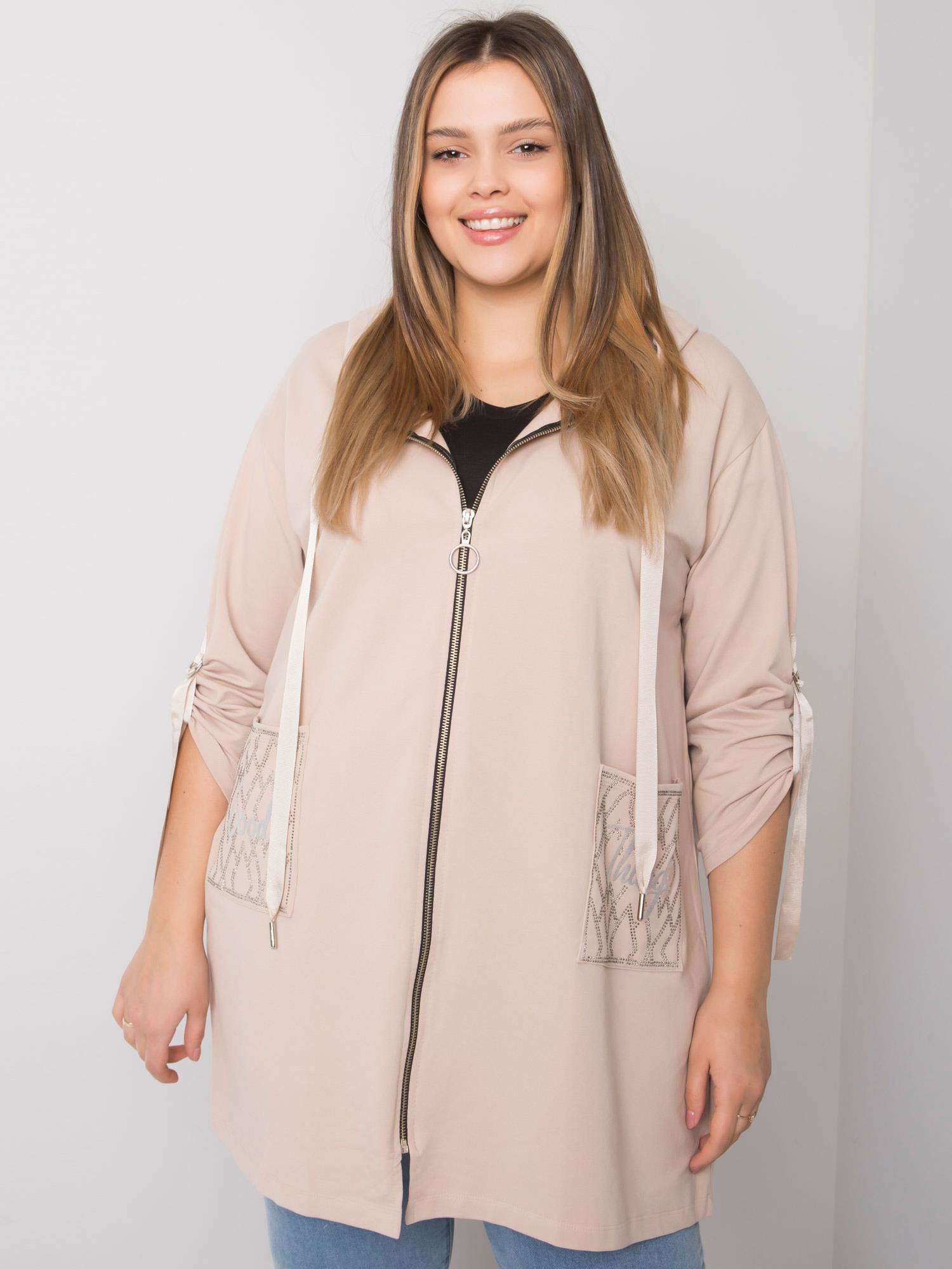 Бежова Блуза Цип Zurich Plus Size - Image 5