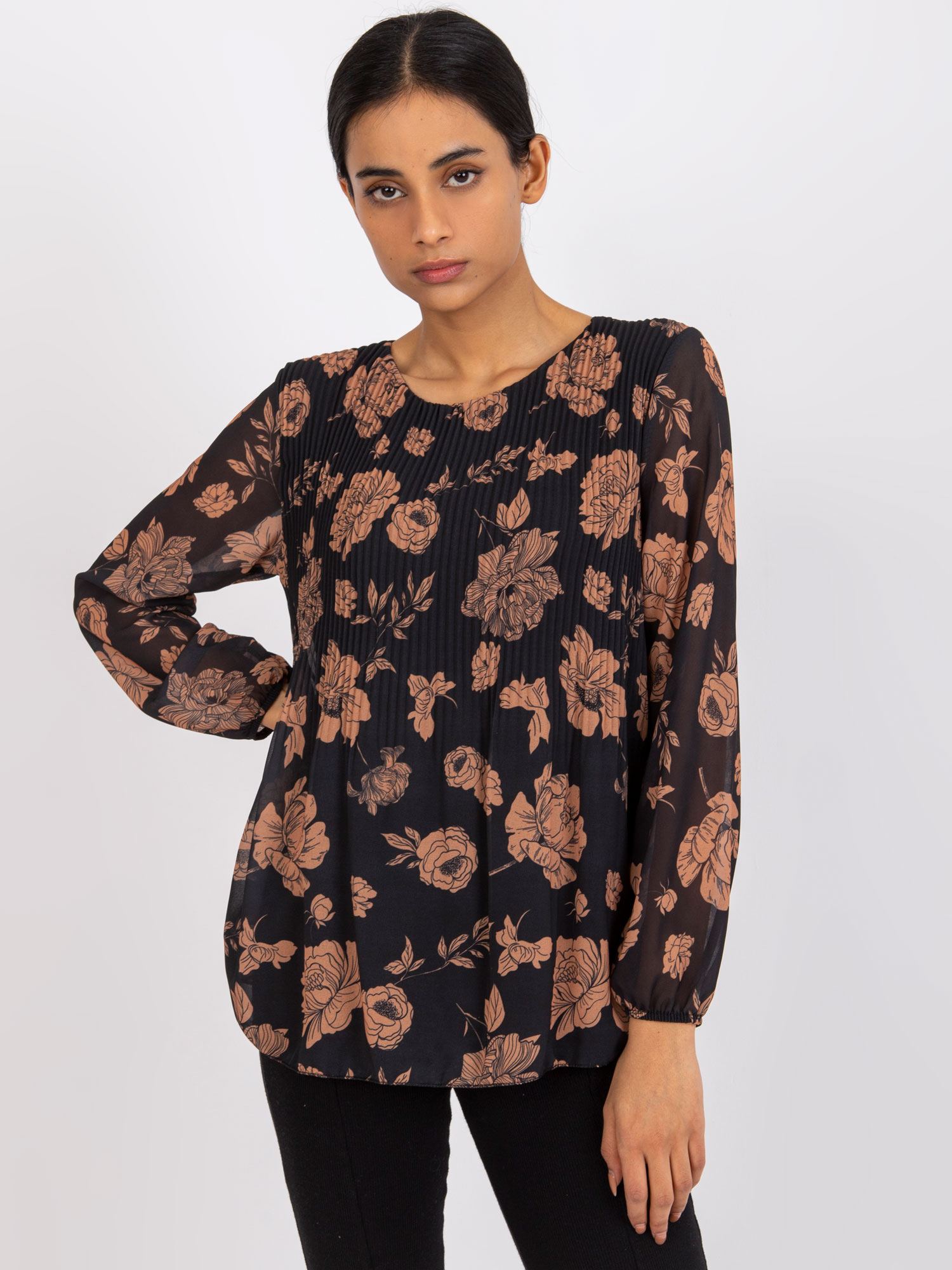 Черно-бежова блуза Liana с вискоза ITALY MODA - Image 4
