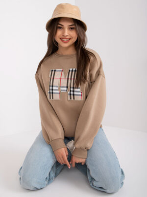 Тъмнo Бежов Oversize Суитшърт Elise - Ex Moda