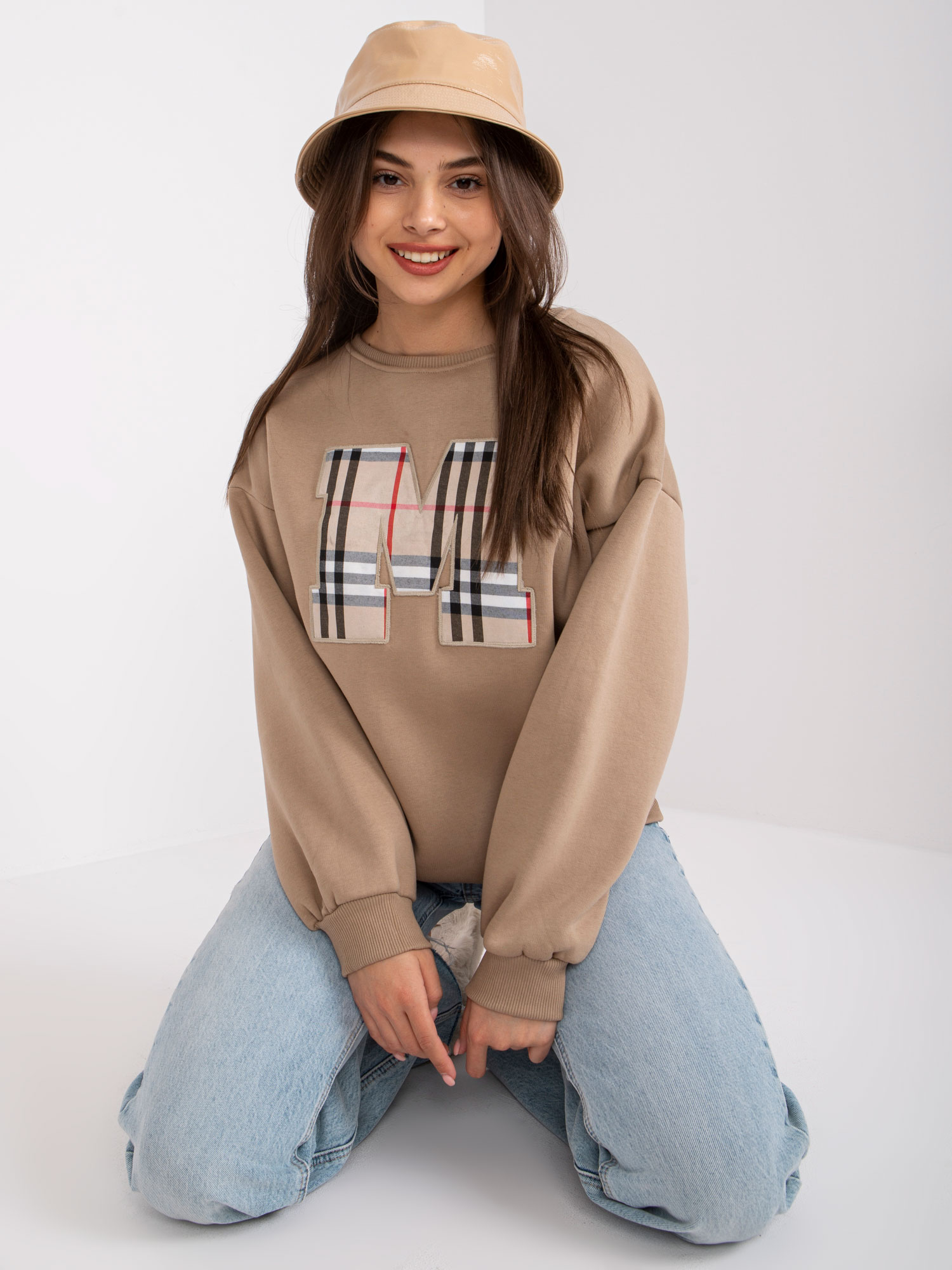 Тъмнo Бежов Oversize Суитшърт Elise - Ex Moda