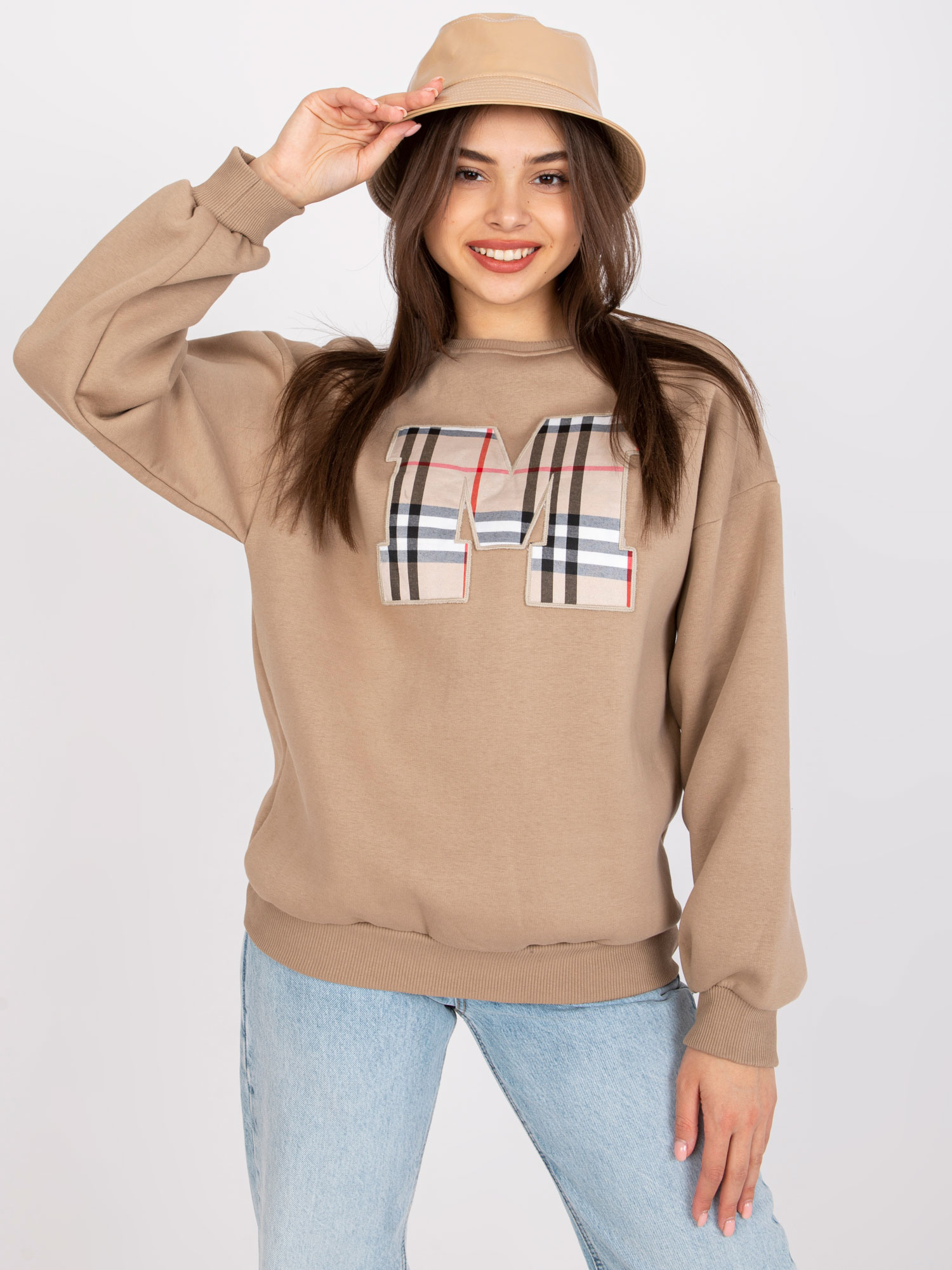 Тъмнo Бежов Oversize Суитшърт Elise - Ex Moda - Image 2