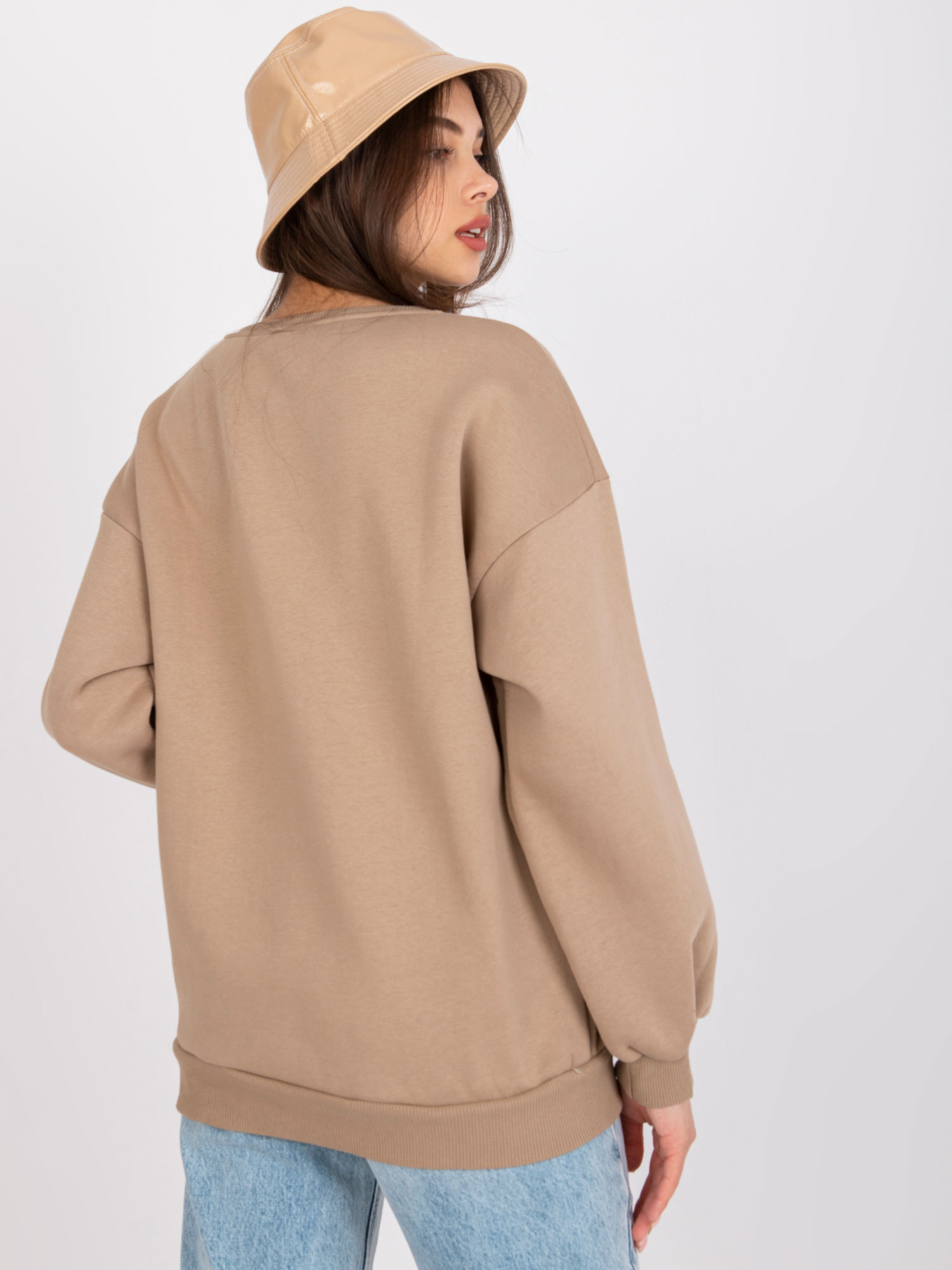 Тъмнo Бежов Oversize Суитшърт Elise - Ex Moda - Image 3