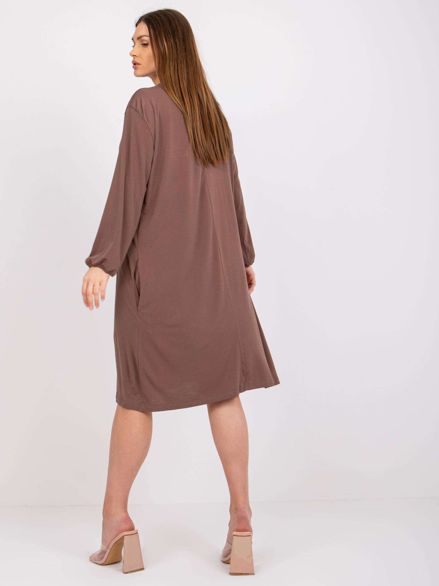 Кафява Oversize Midi Рокля Rimini - Ex Moda - Image 2
