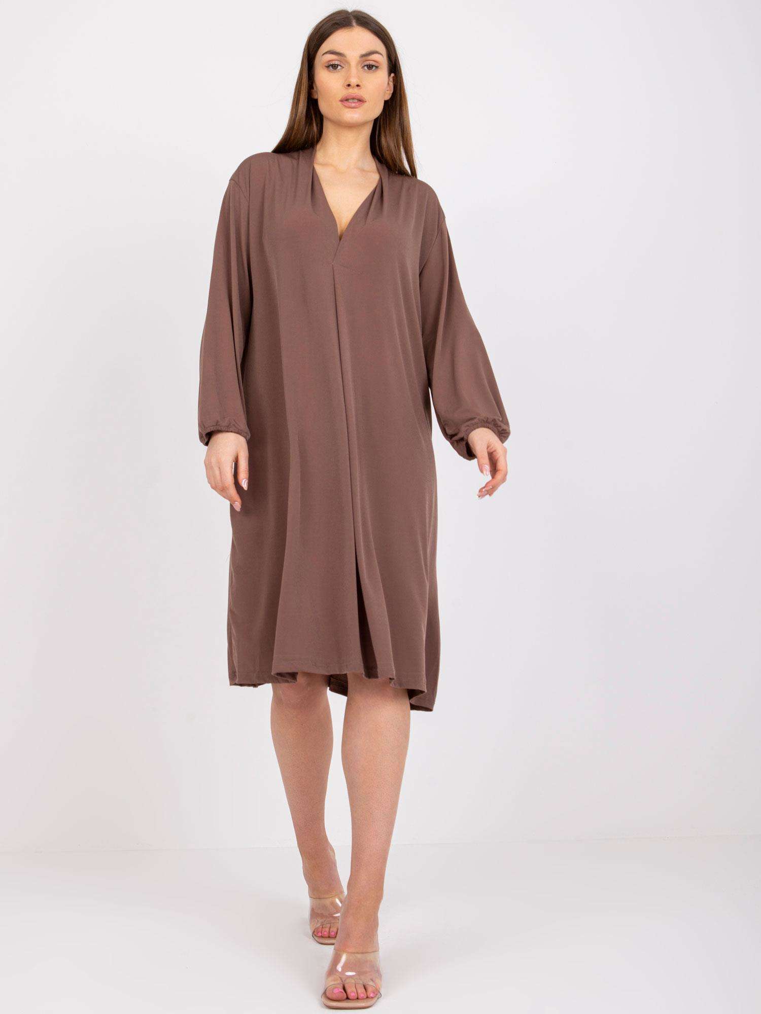 Кафява Oversize Midi Рокля Rimini - Ex Moda - Image 3