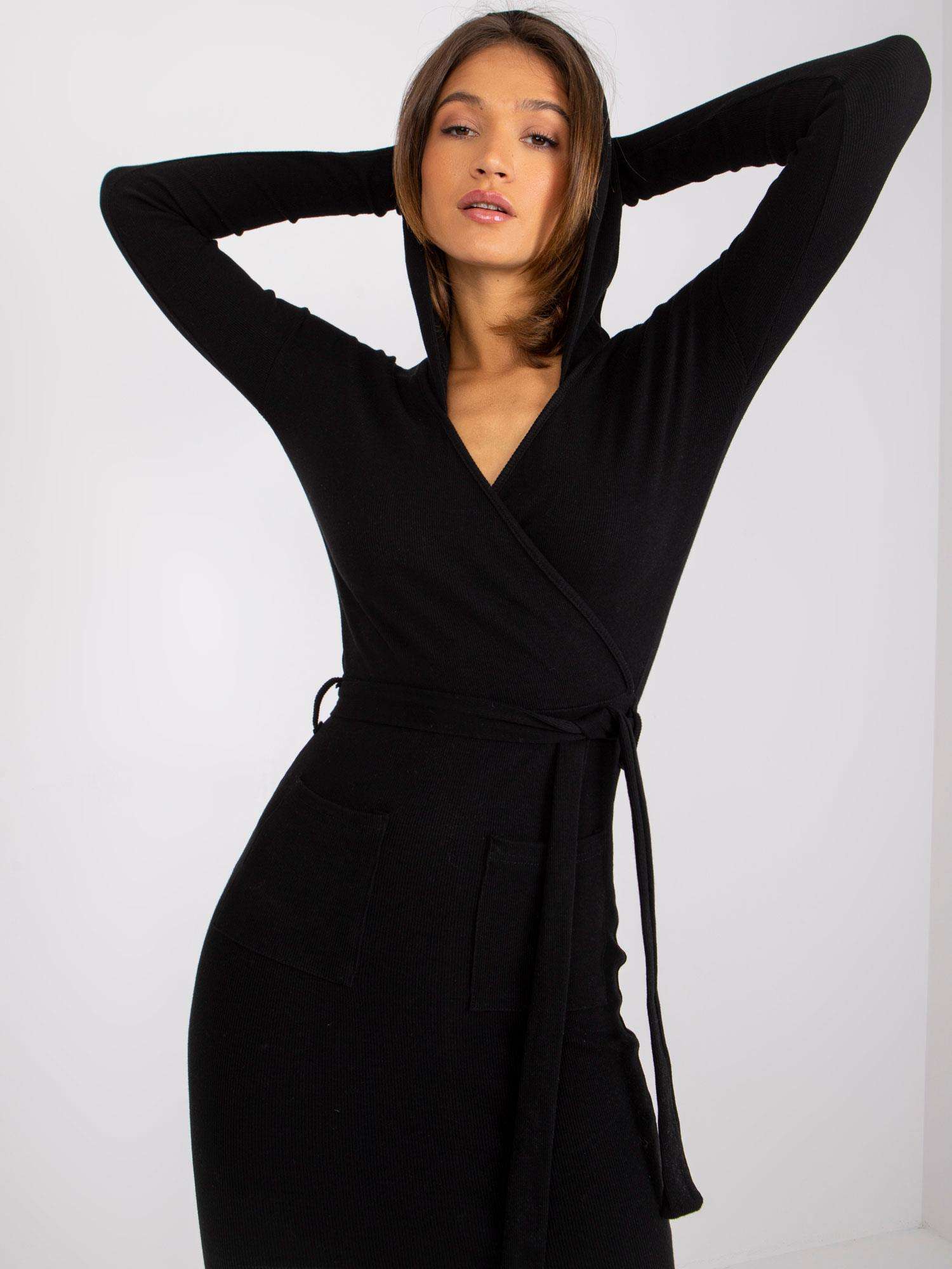 Черна Рокля с Качулка Sabina - Ex Moda - Image 2