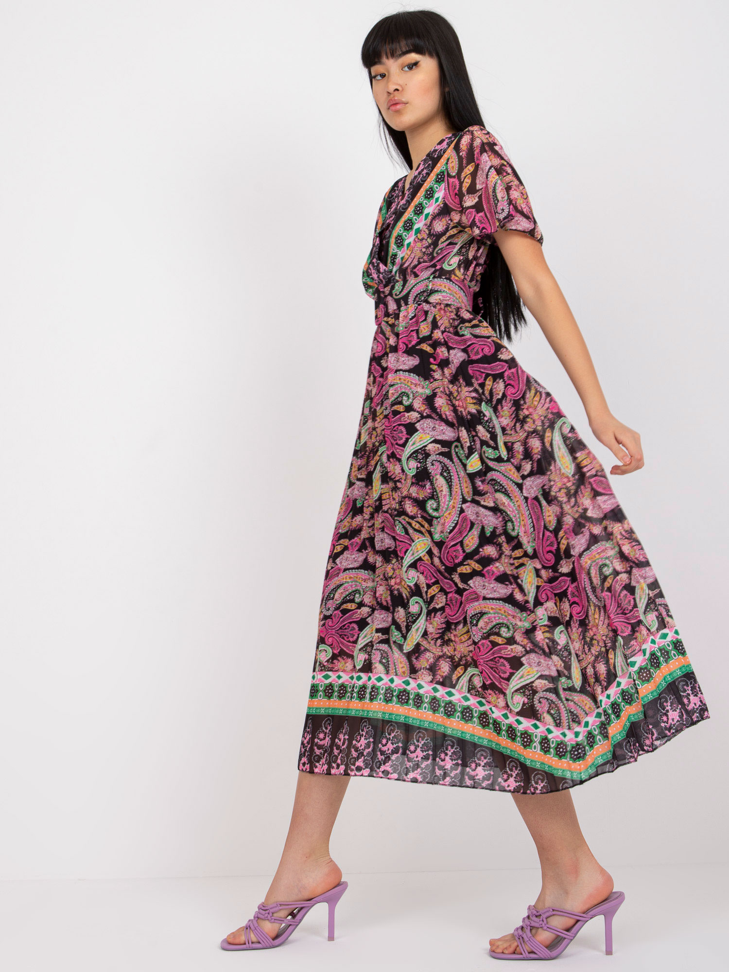 Черно-Розова Рокля ITALY MODA - Принт - Image 3