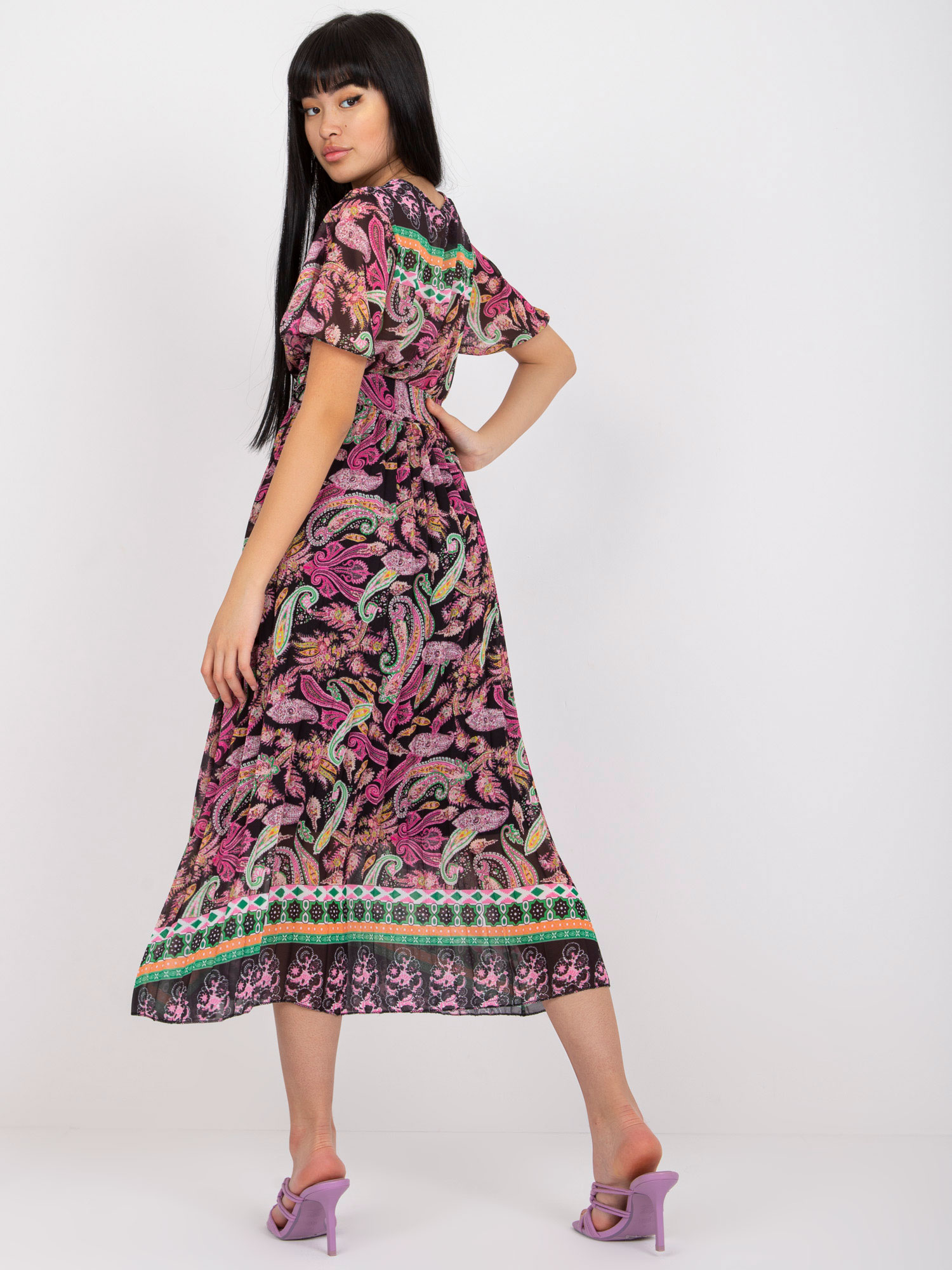 Черно-Розова Рокля ITALY MODA - Принт - Image 4
