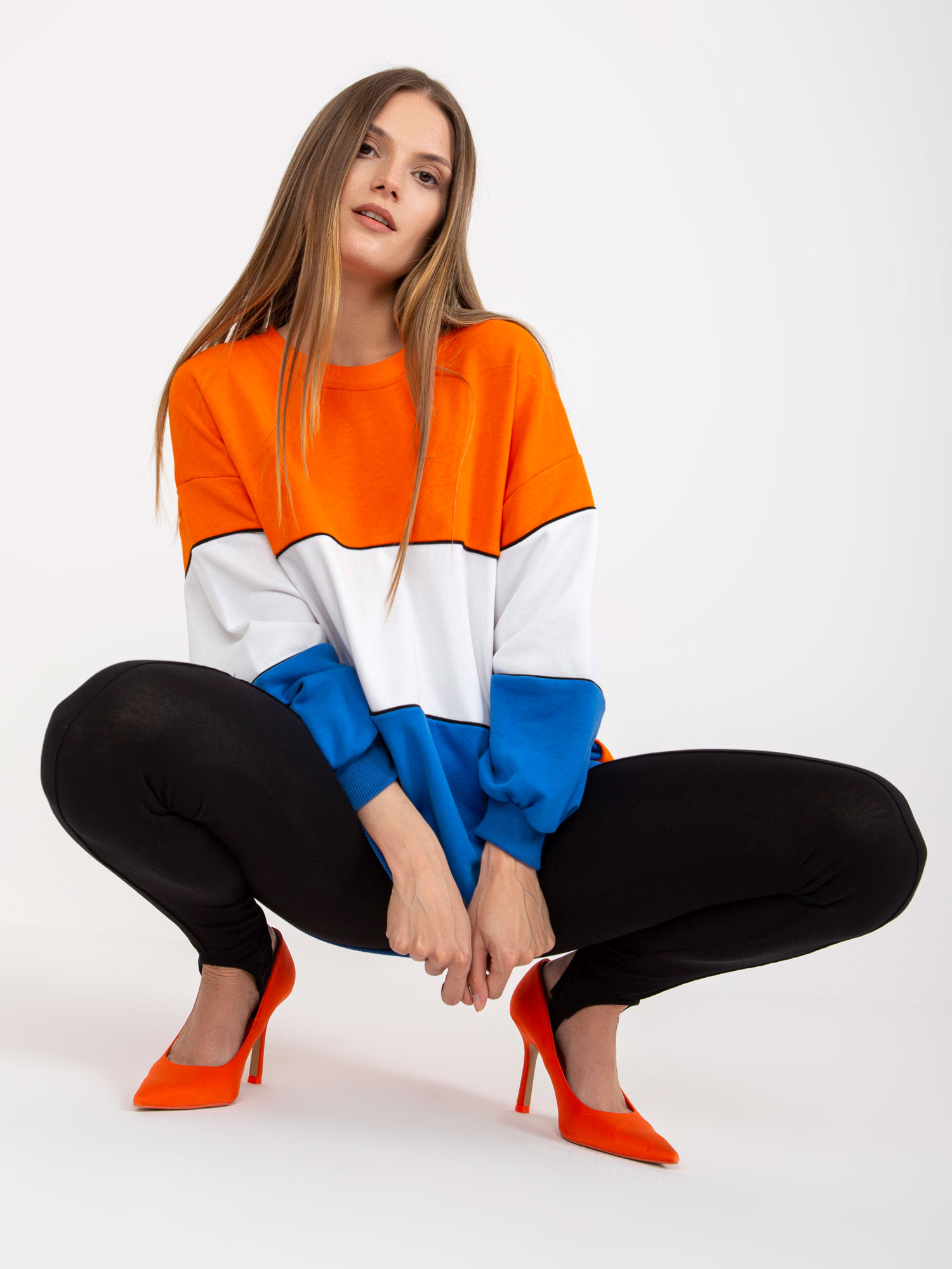 Оранжево-синя Oversize Блуза RUE PARIS - Image 5