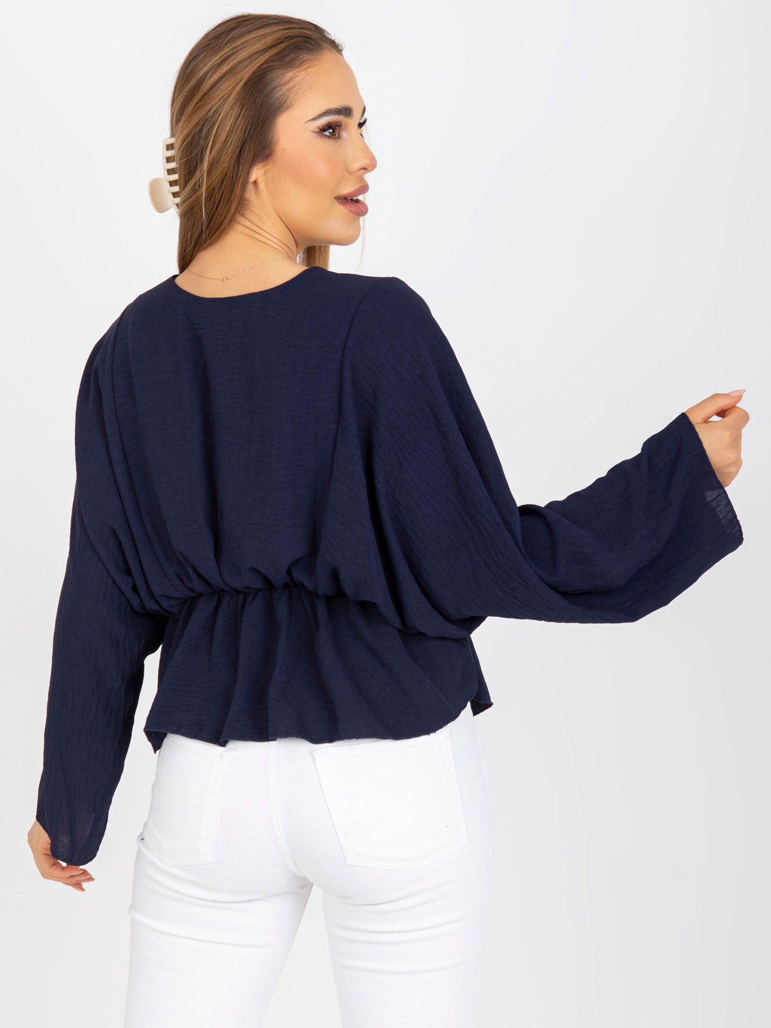 Тъмносиня Блуза Raquela с V-образно Деколте - ITALY MODA - Image 4