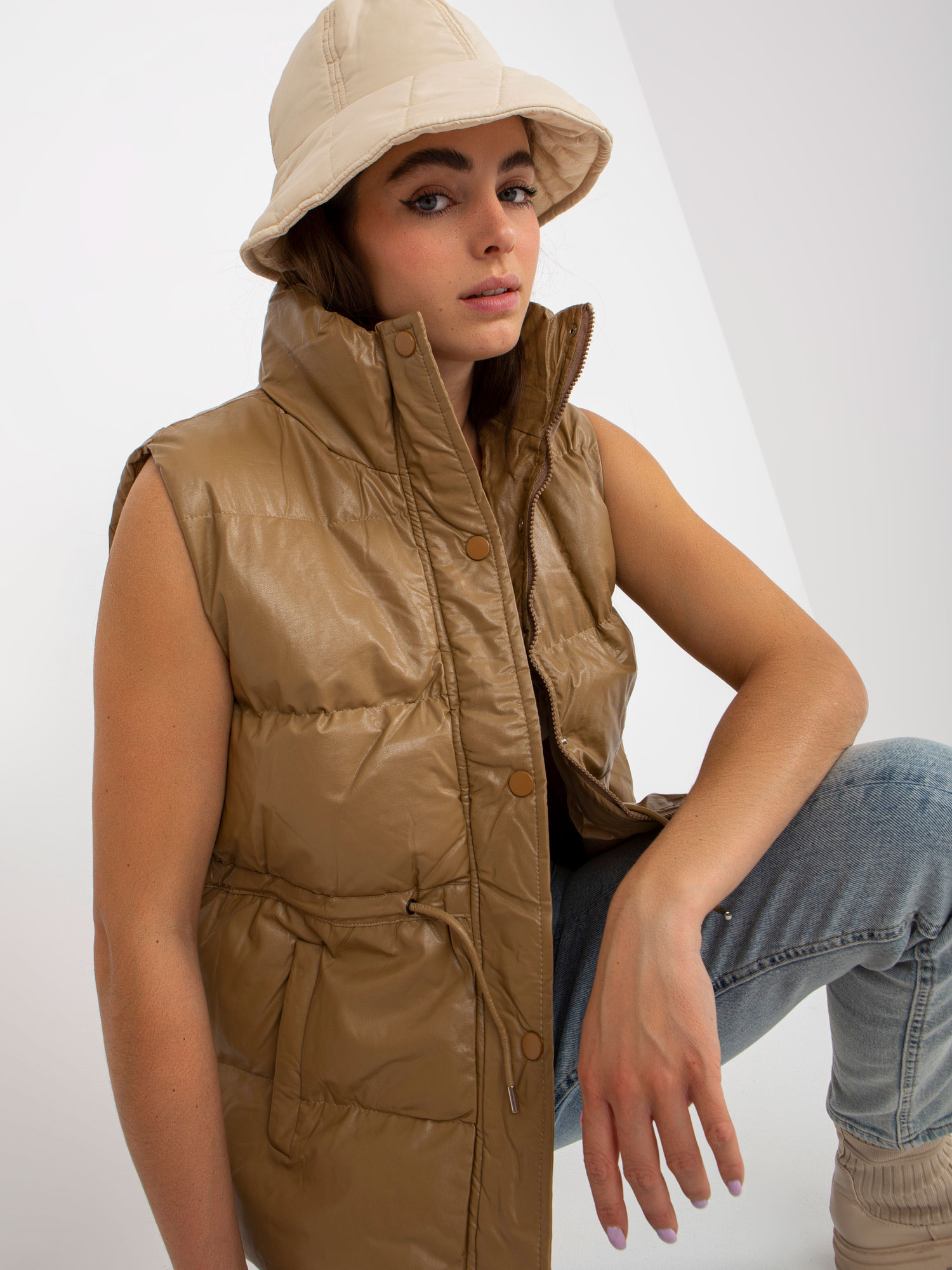 Елегантна Жилетка от Еко Кожа Camel - ELSA.M BY MAY - Image 2