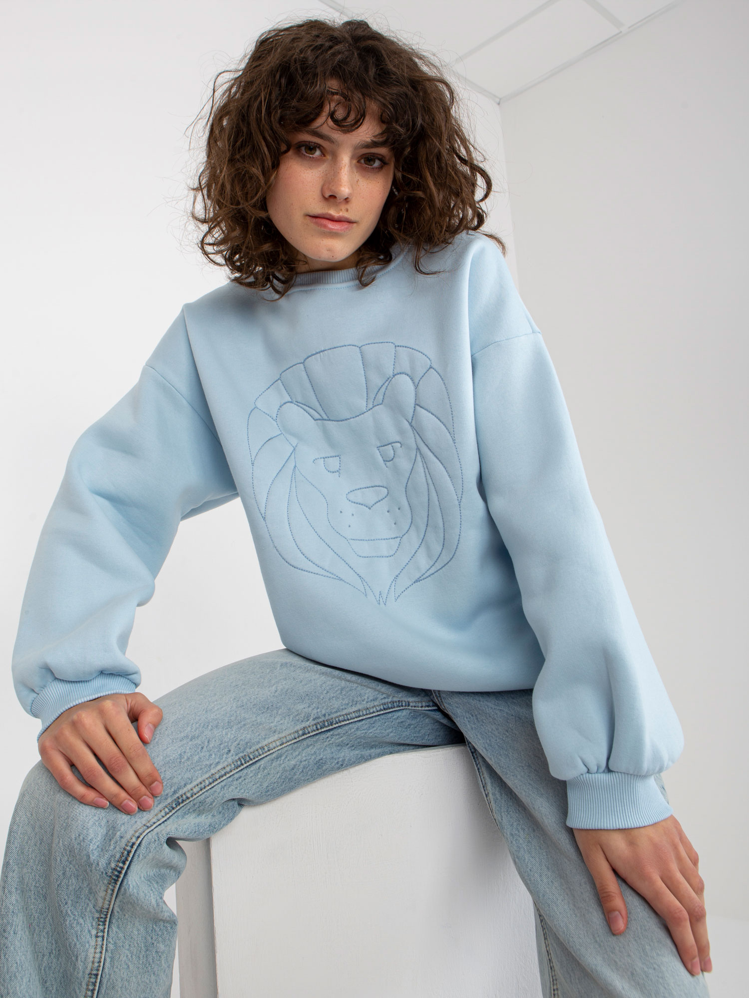 Светлосиня Блуза Без Качулка с Бродерия Ex Moda - Image 6