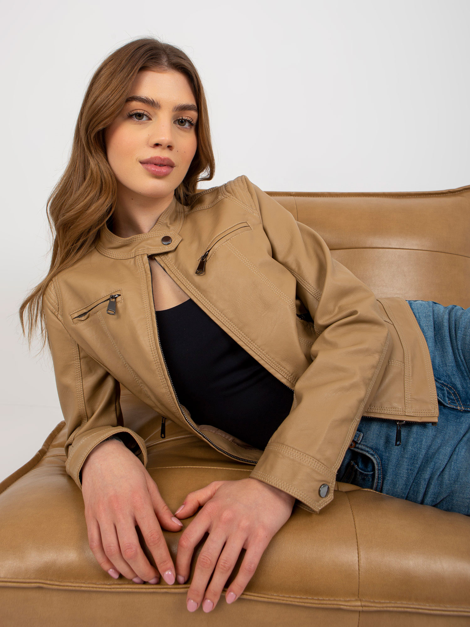 Еко Кожено Яке Light Camel - Honey Winter - Image 5