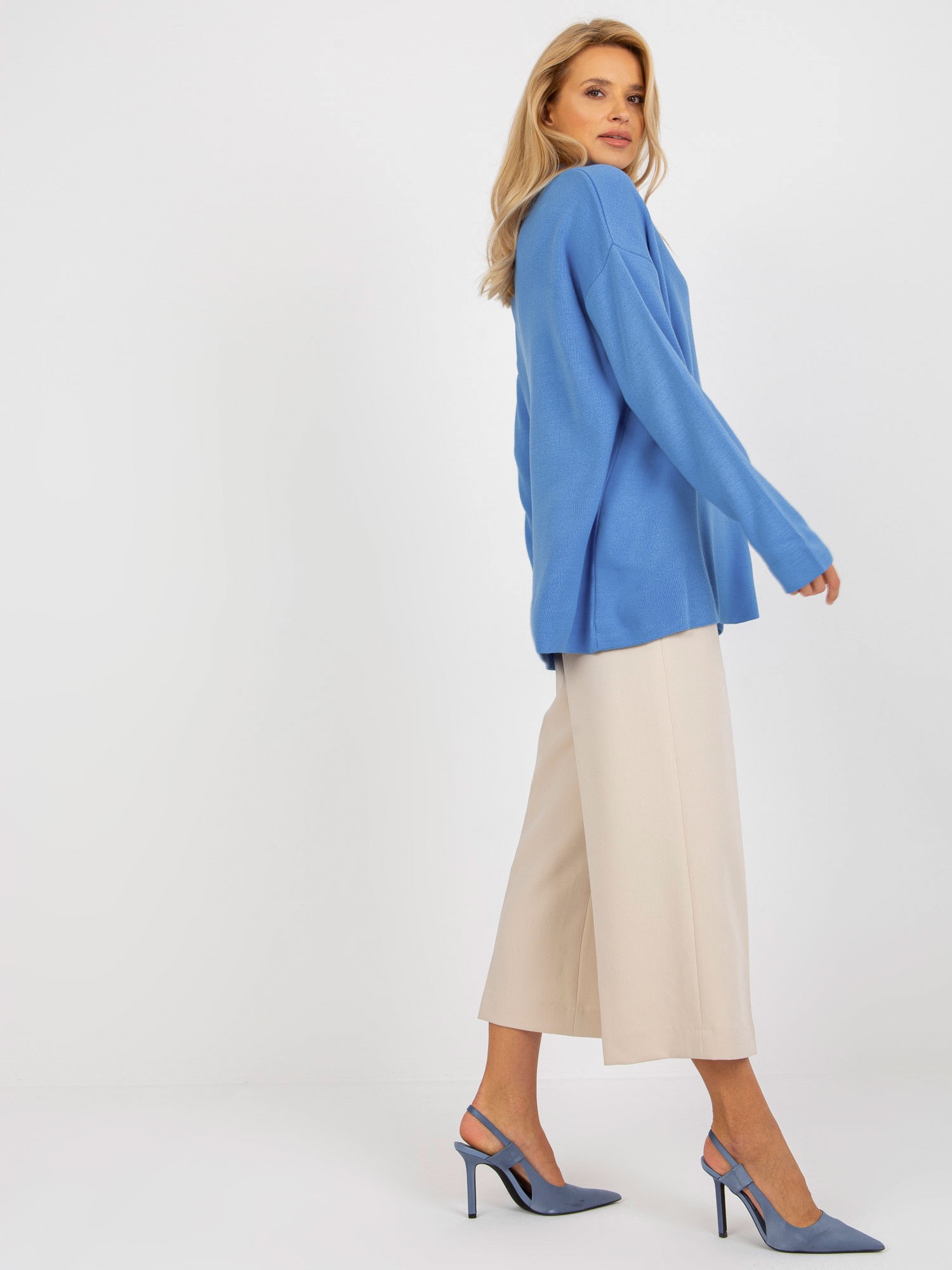 Син Oversize Дамски Пуловер с Яка RUE PARIS - Image 2