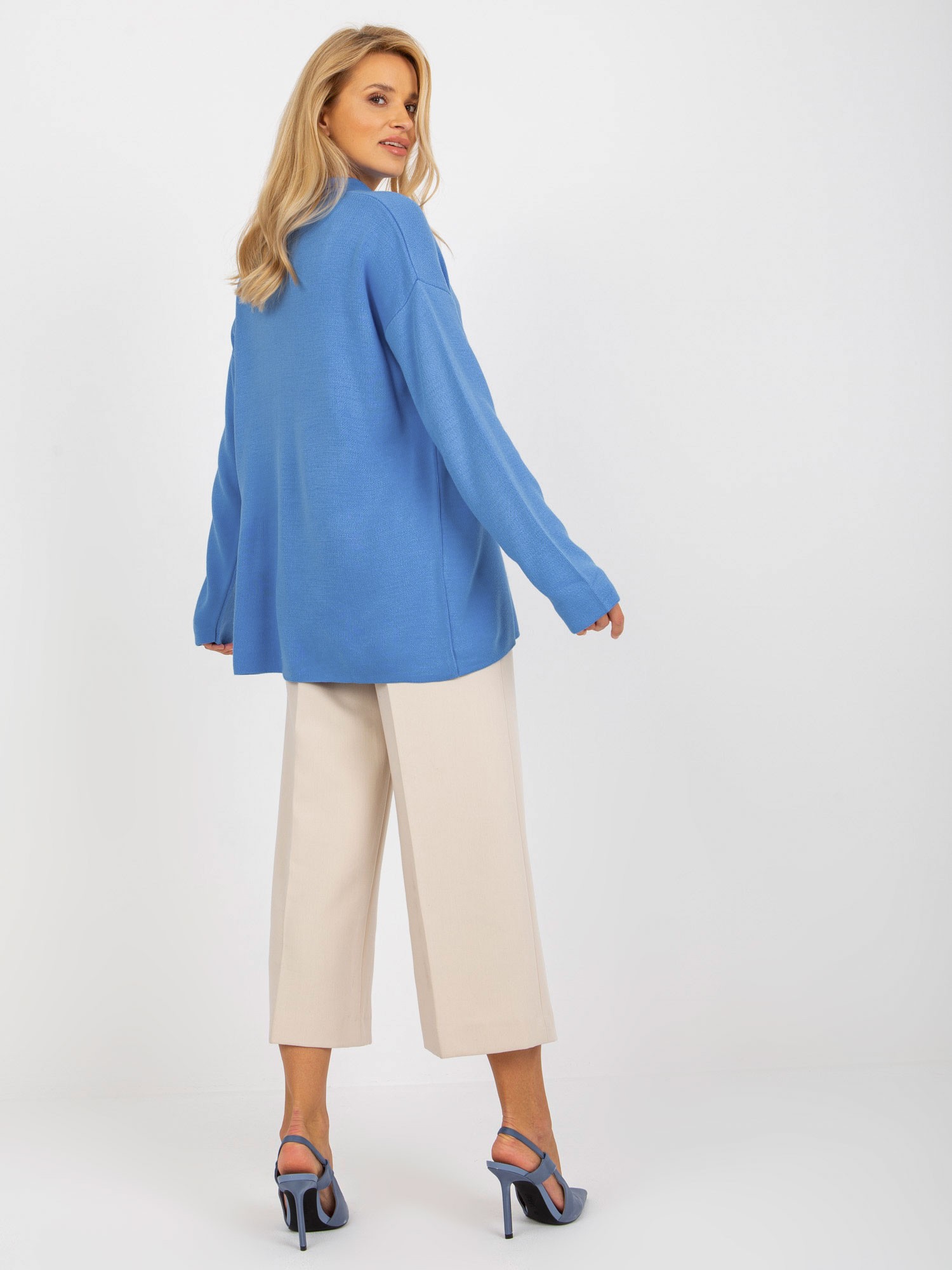 Син Oversize Дамски Пуловер с Яка RUE PARIS - Image 3