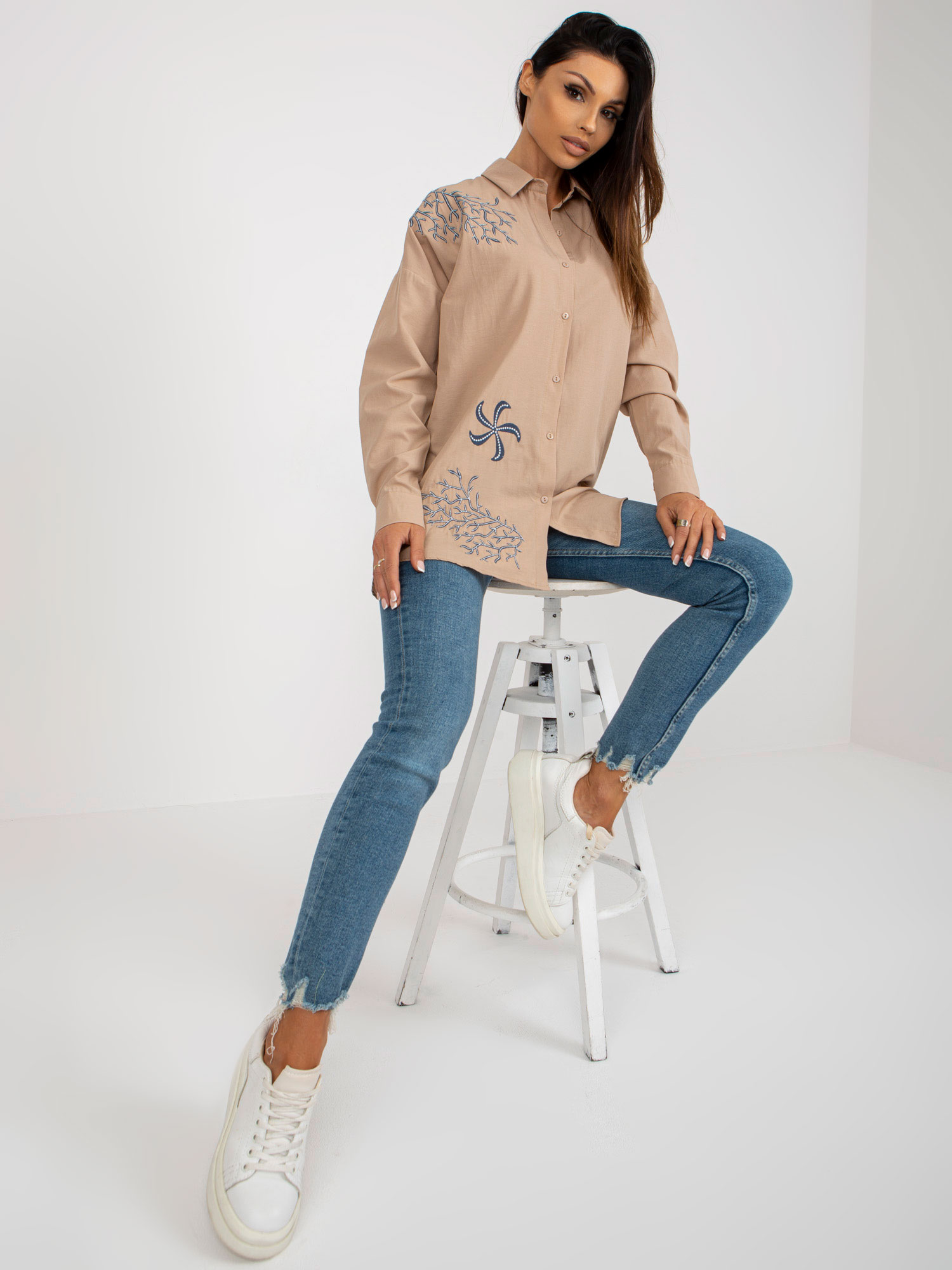 Бежова Риза Кардиган Oversized с Яка SHOP SMILE - Image 4