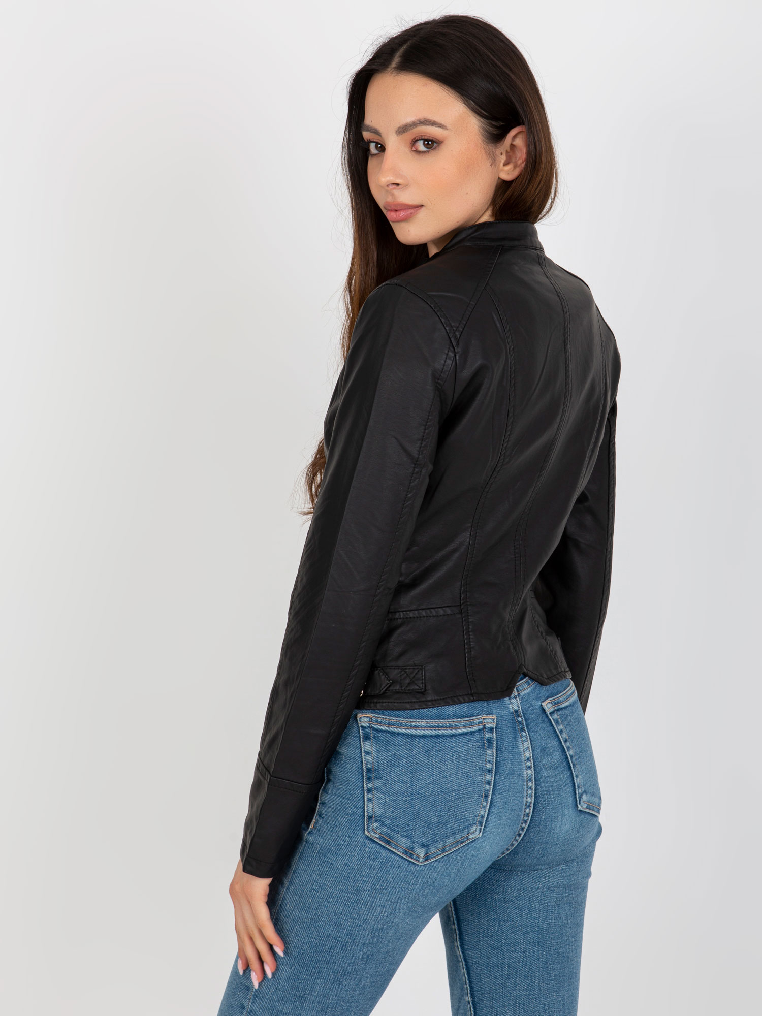 Черно Еко Кожено Яке с Декоративни Ленти Miss Sissi - Image 4