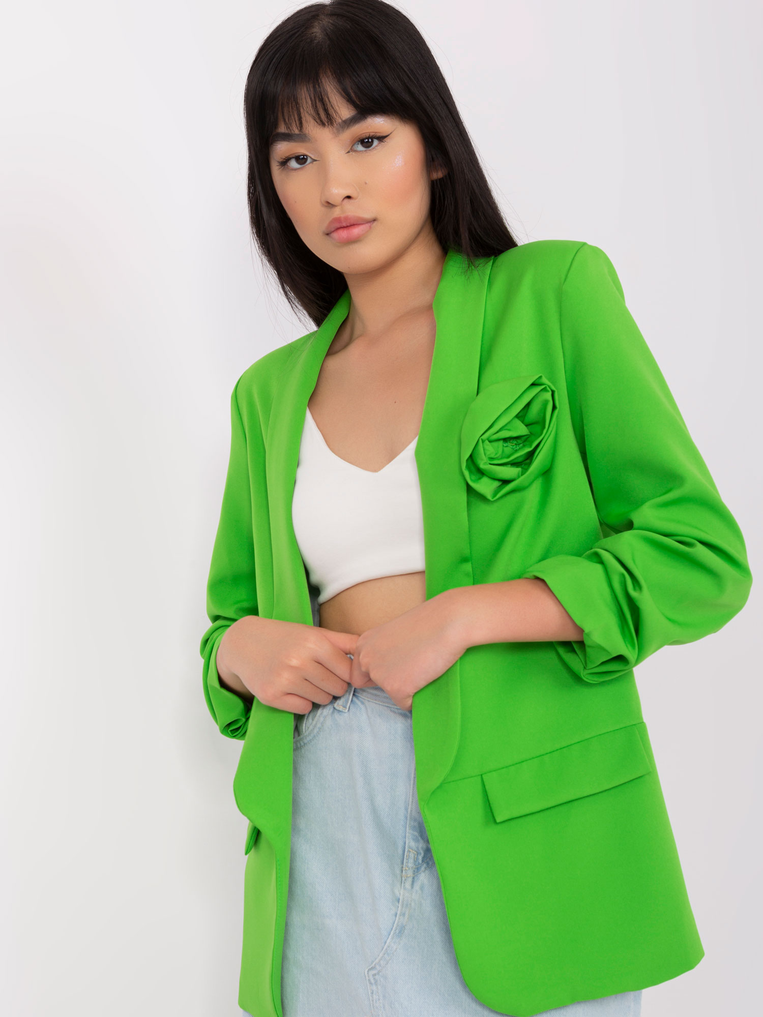 Светлозелен Дамски Блейзър с Цветя - ITALY MODA - Image 4