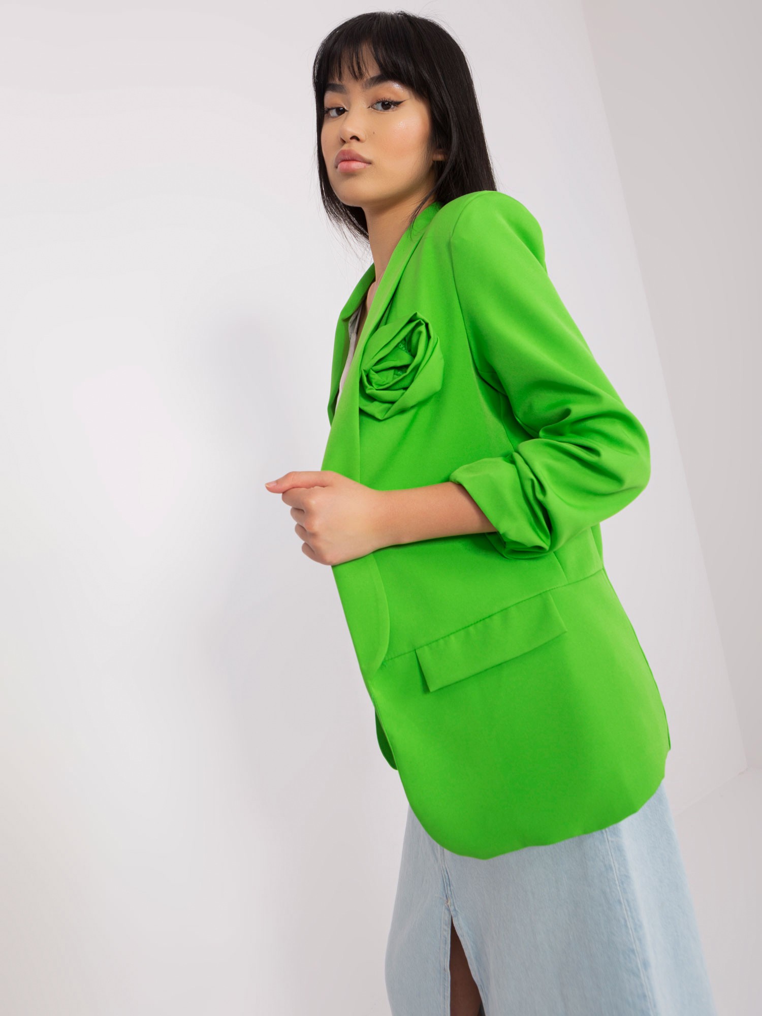 Светлозелен Дамски Блейзър с Цветя - ITALY MODA - Image 6