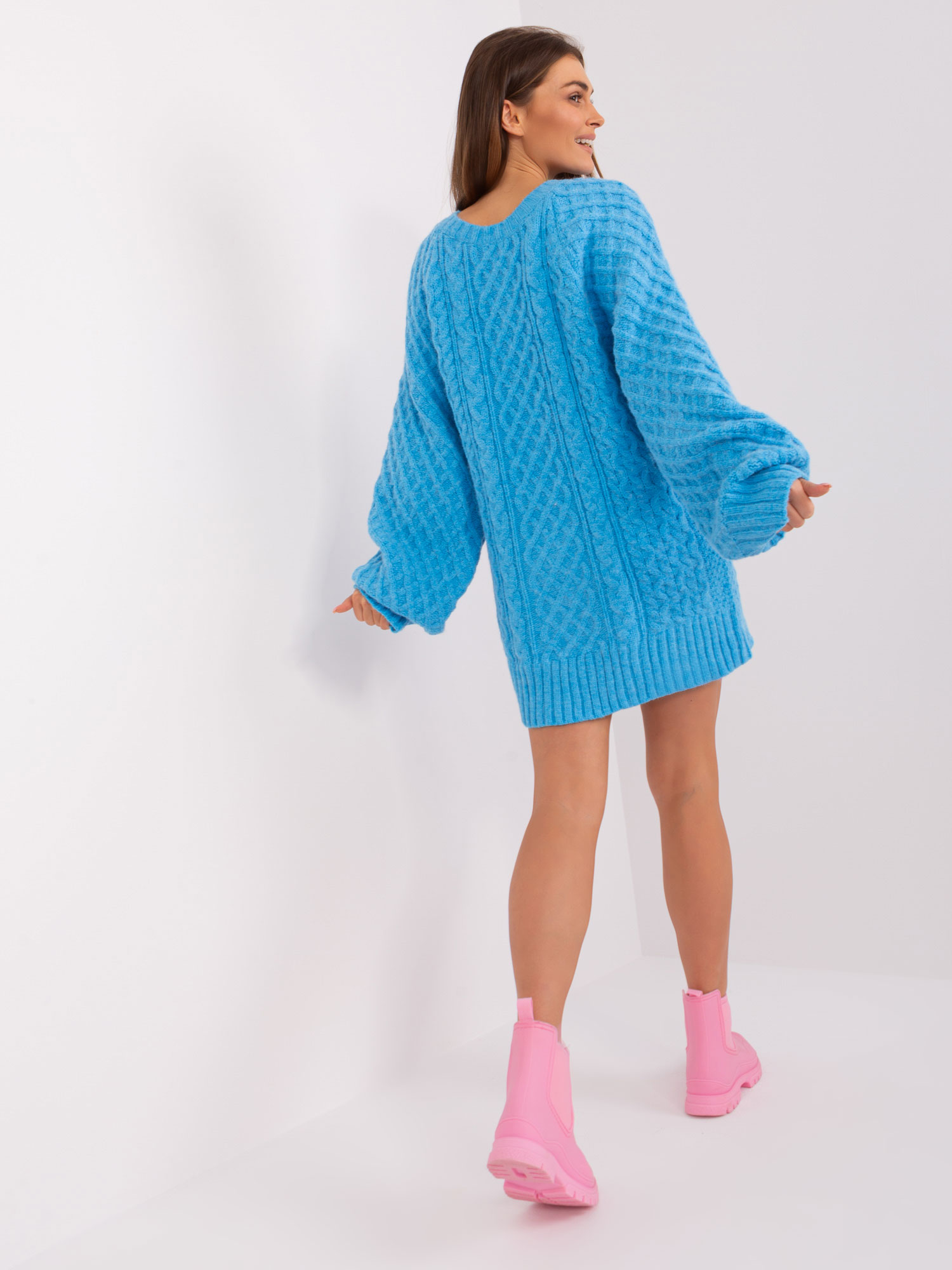 Синя плетена рокля Oversize Wool Fashion Italia - Image 2
