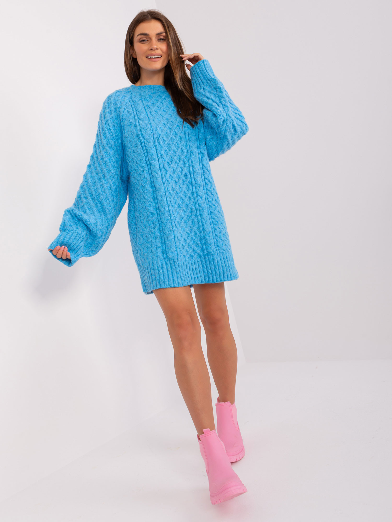 Синя плетена рокля Oversize Wool Fashion Italia - Image 7