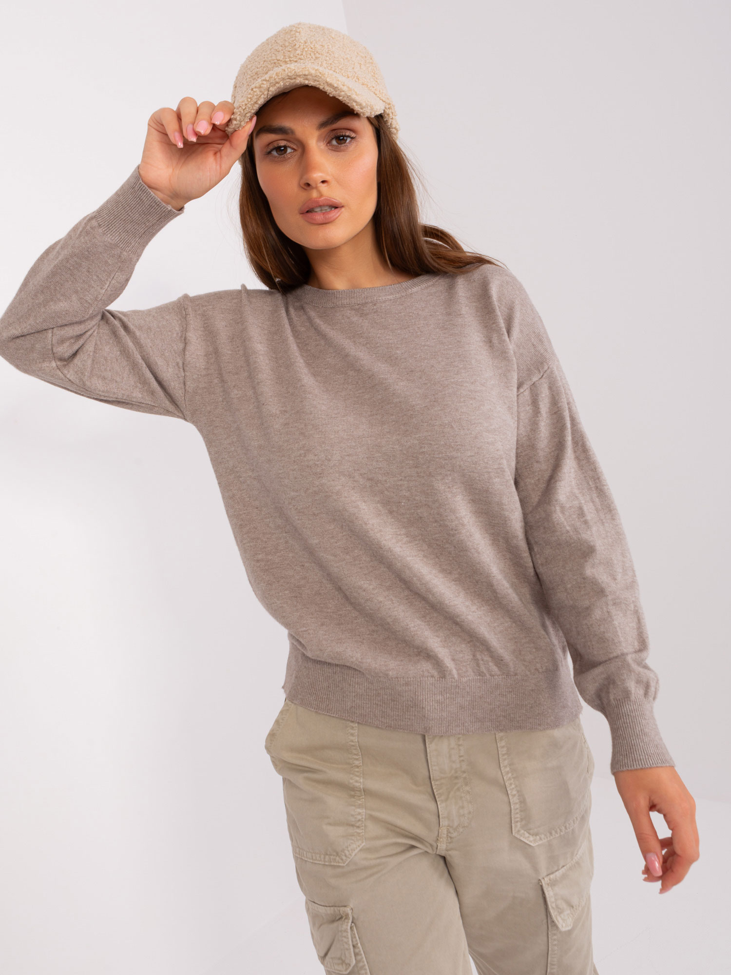 Бежов Пуловер с Дълъг Ръкав Wool Fashion Italia - Image 2