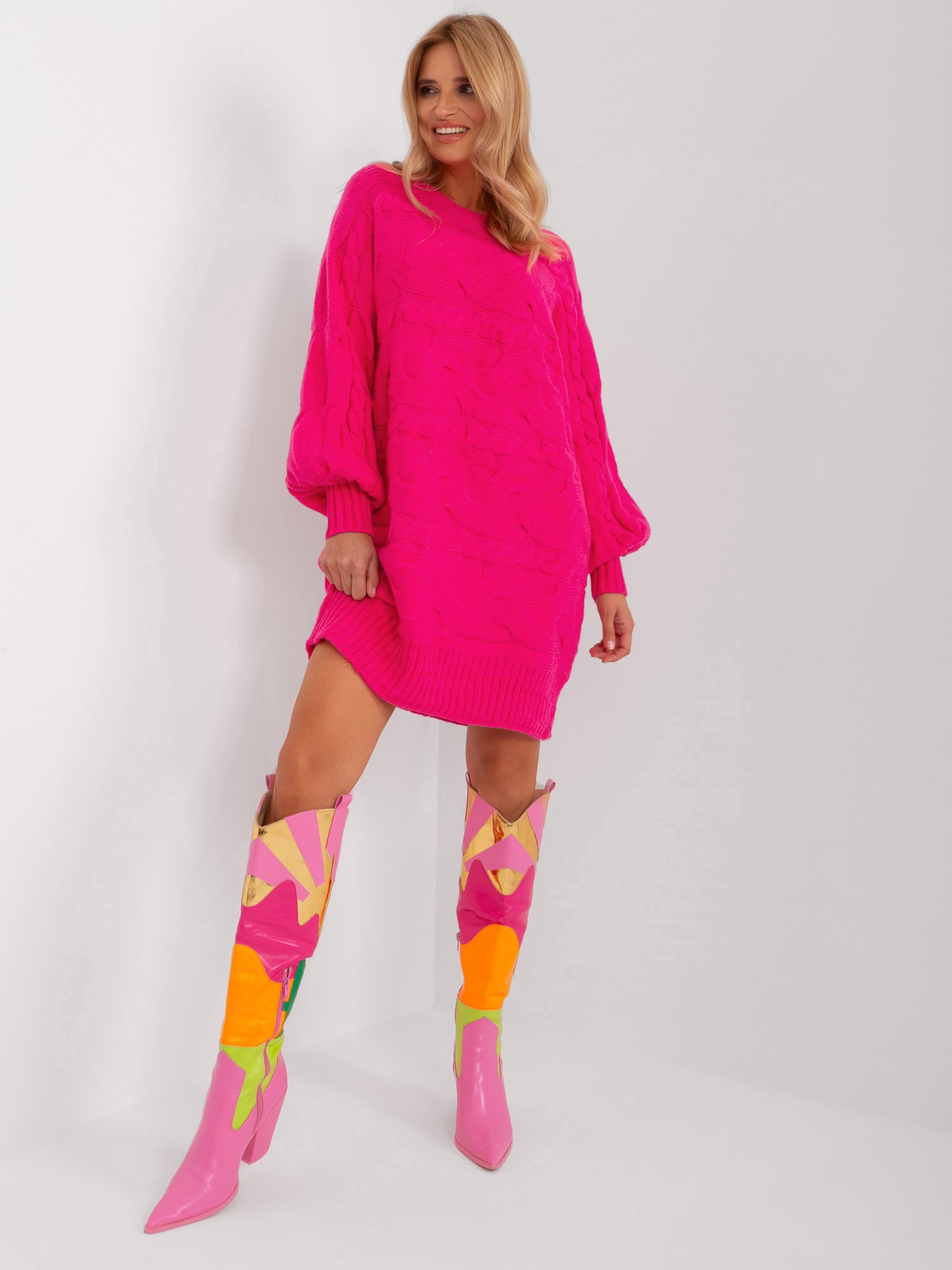 Лилава Oversize Рокля Пуловер - Wool Fashion Italia - Image 4