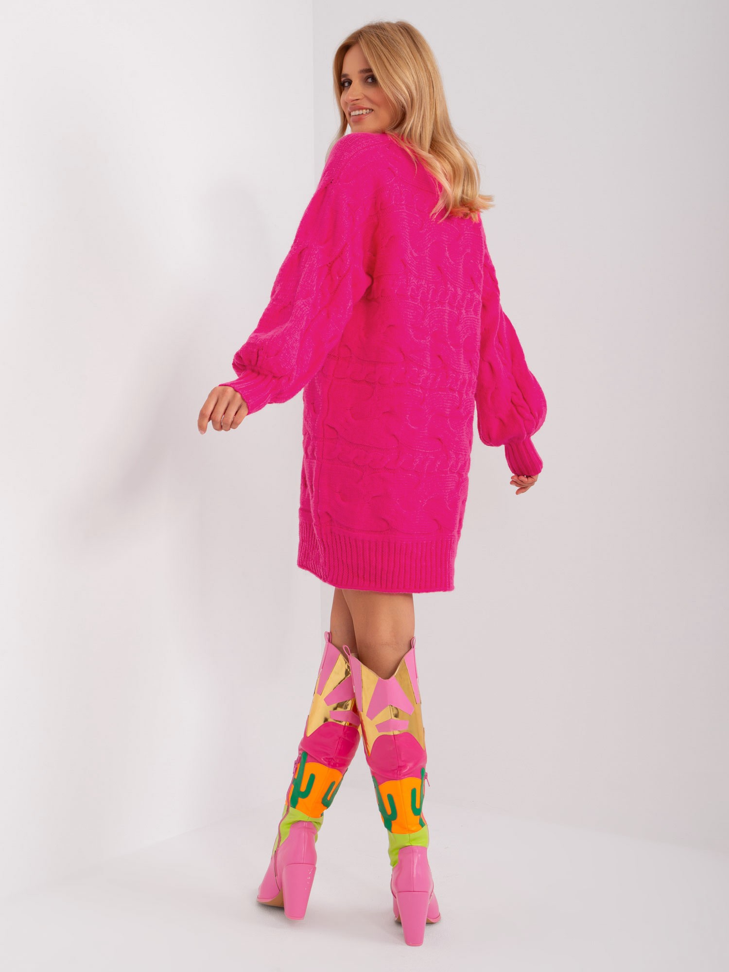 Лилава Oversize Рокля Пуловер - Wool Fashion Italia - Image 5