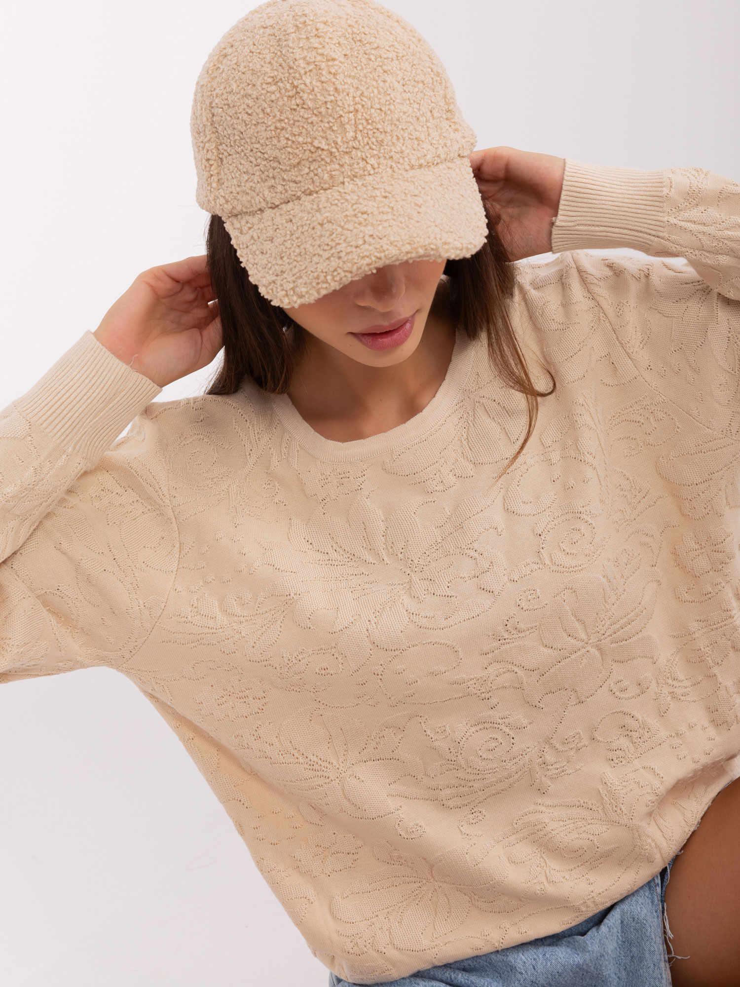 Бежов Дамски Пуловер от Памук - Класика Wool Fashion Italia - Image 2