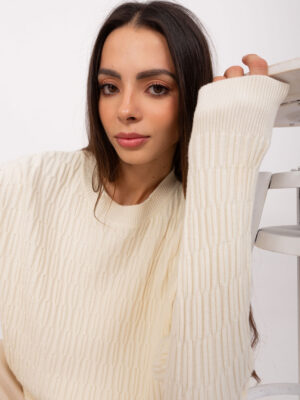 Елегантен Екрю Дамски Пуловер с Шарки Wool Fashion Italia
