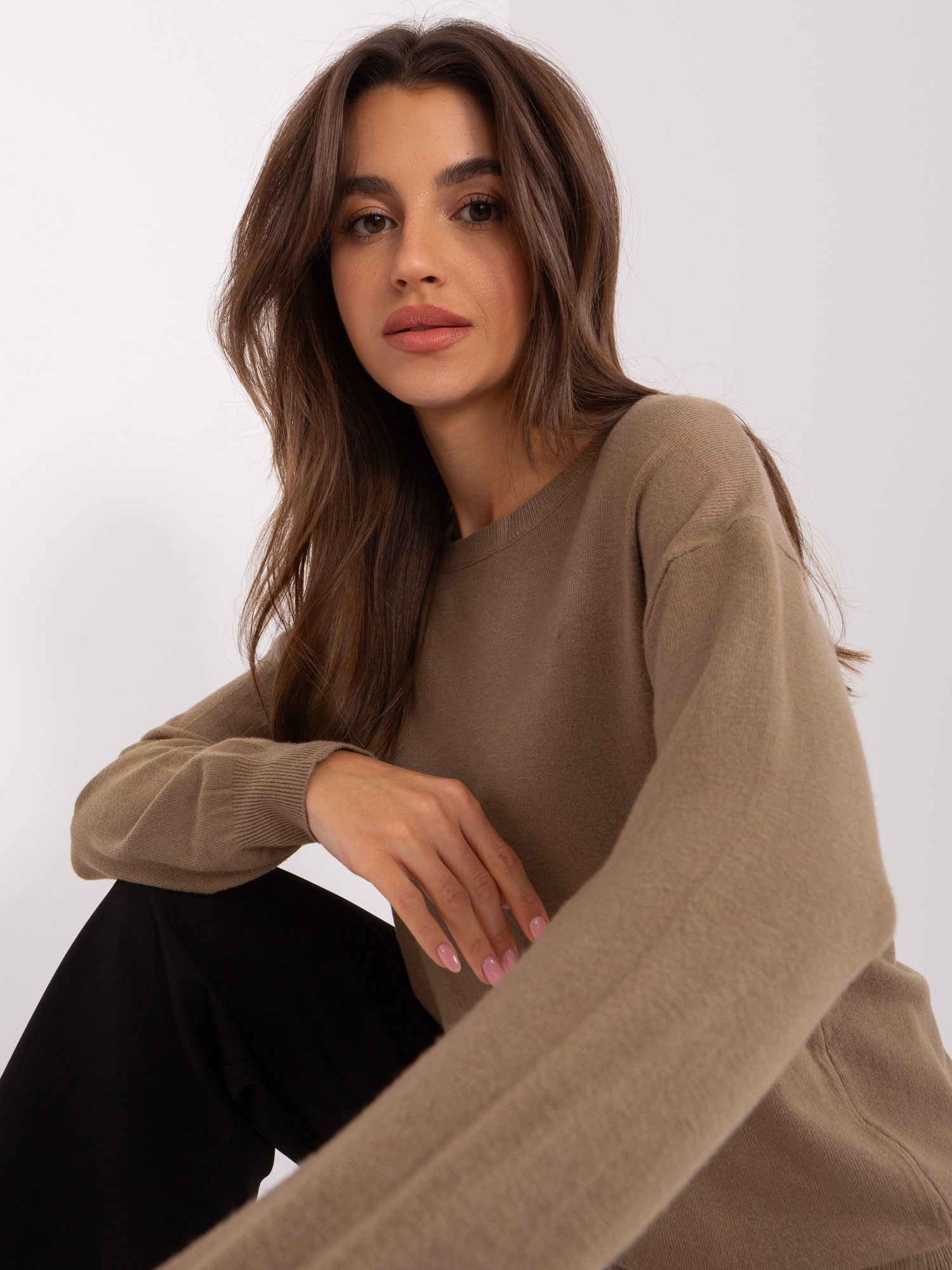 Тъмнoбежов Класически Пуловер Памук Wool Fashion Italia - Image 4