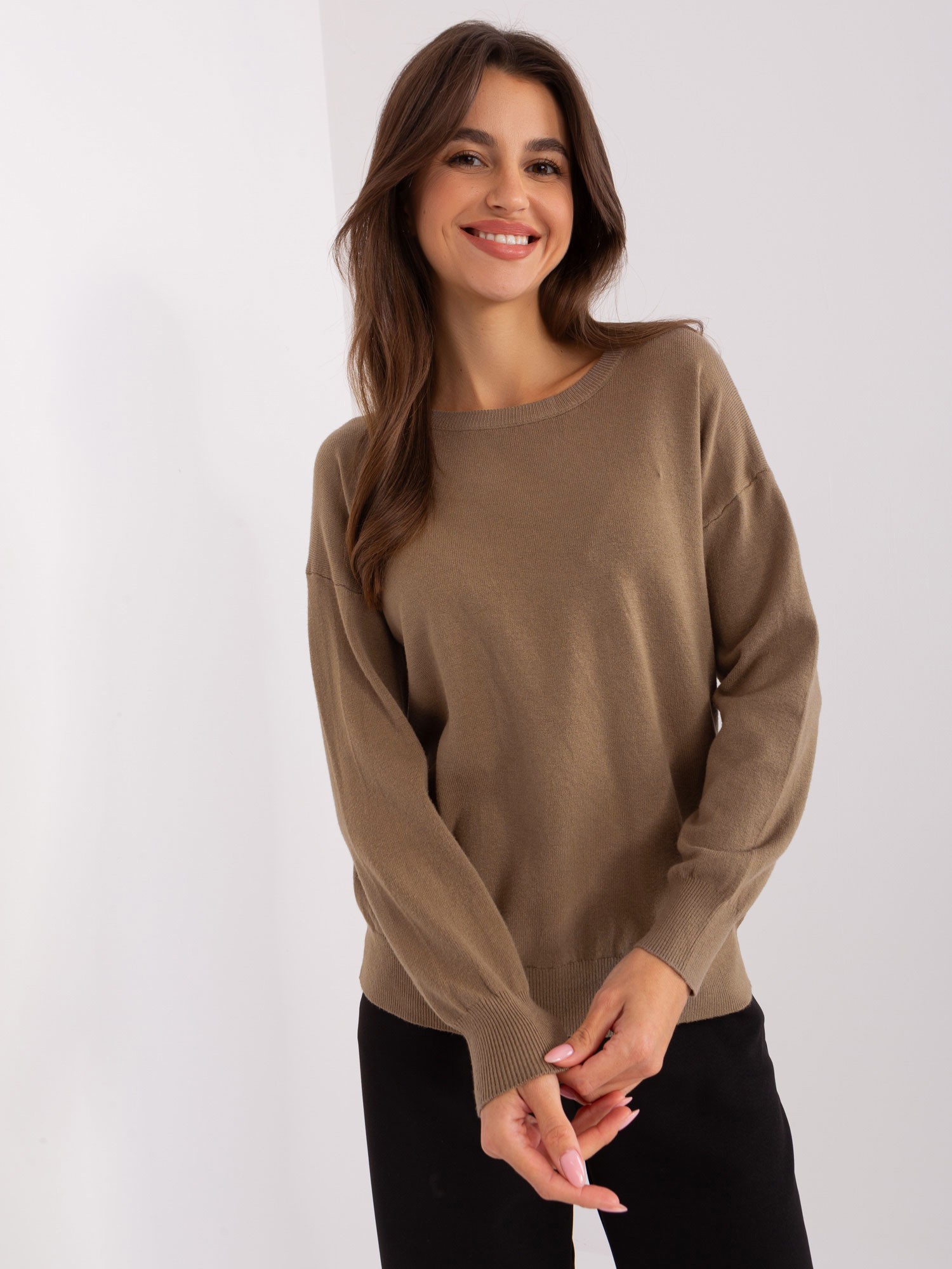 Тъмнoбежов Класически Пуловер Памук Wool Fashion Italia - Image 5