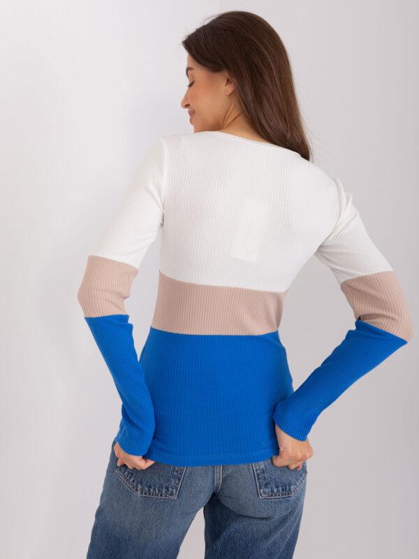Раирана Блуза Ecru-Тъмносиня - Casual Стил - Image 3
