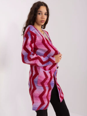 Розова жилетка с геометрични мотиви Wool Fashion Italia