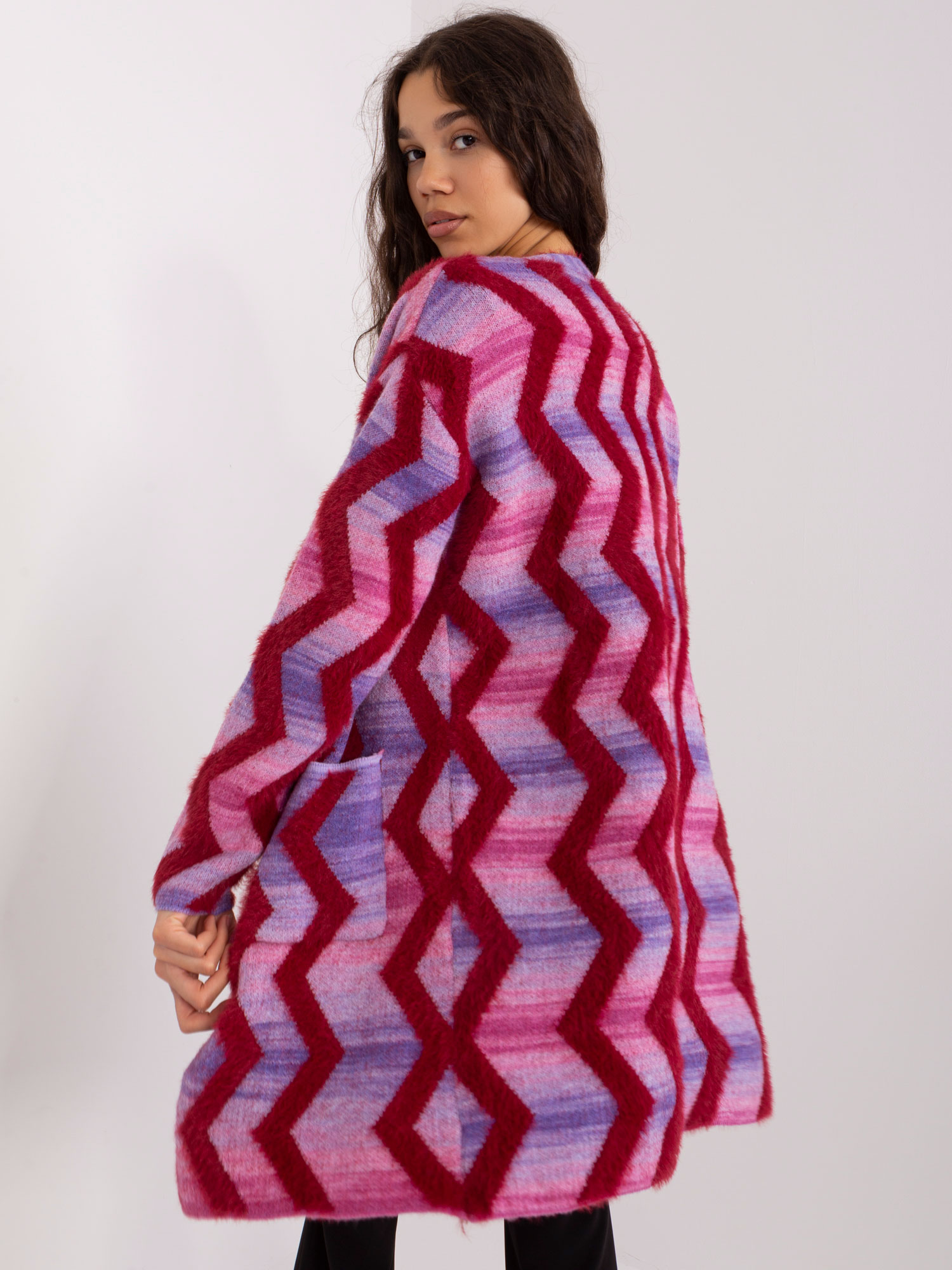 Розова жилетка с геометрични мотиви Wool Fashion Italia - Image 2