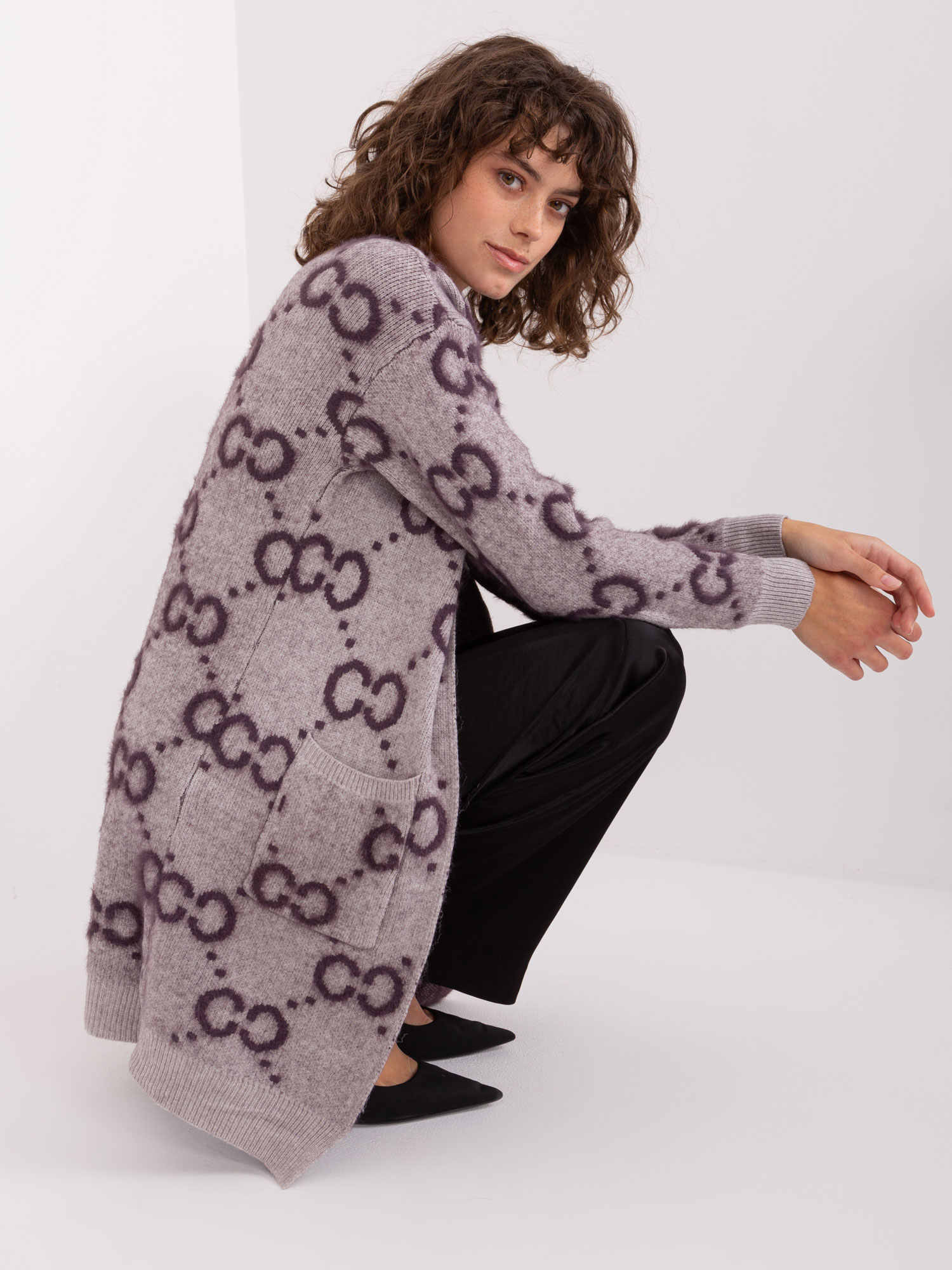 Тъмно Лилава Жилетка с Вискоза Wool Fashion Italia